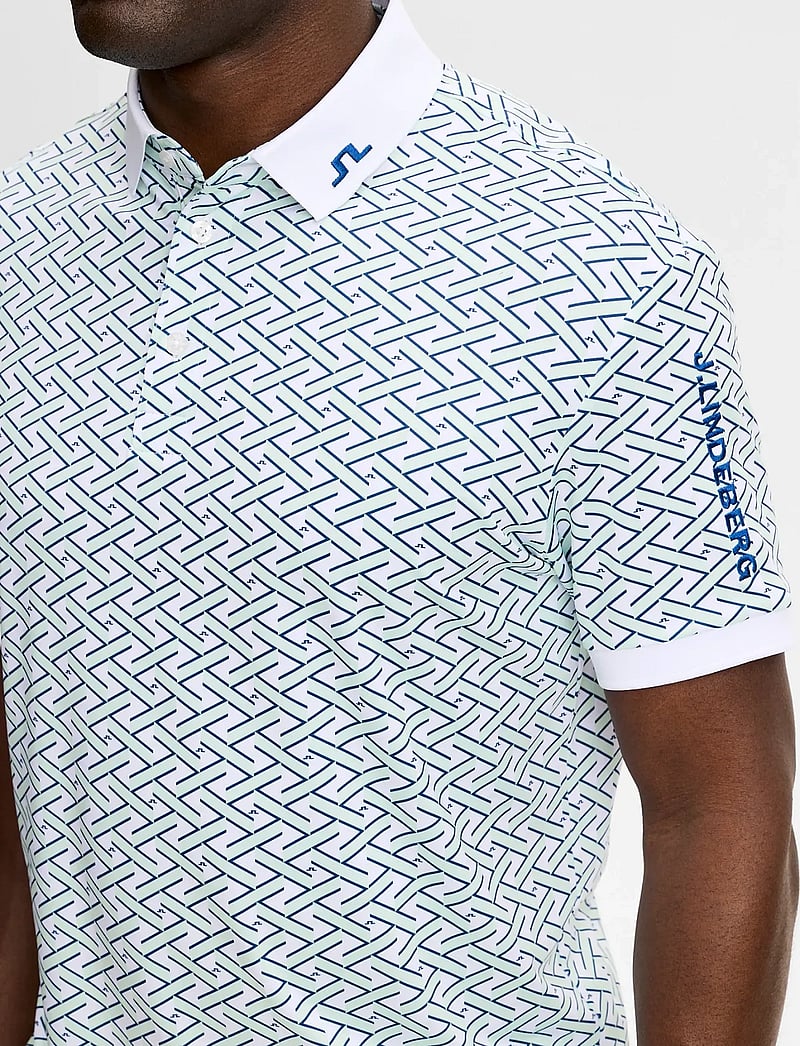 J. Lindeberg - Tour Tech Print Polo - alussärgid ja t-särgid - ladder white bay s - 4