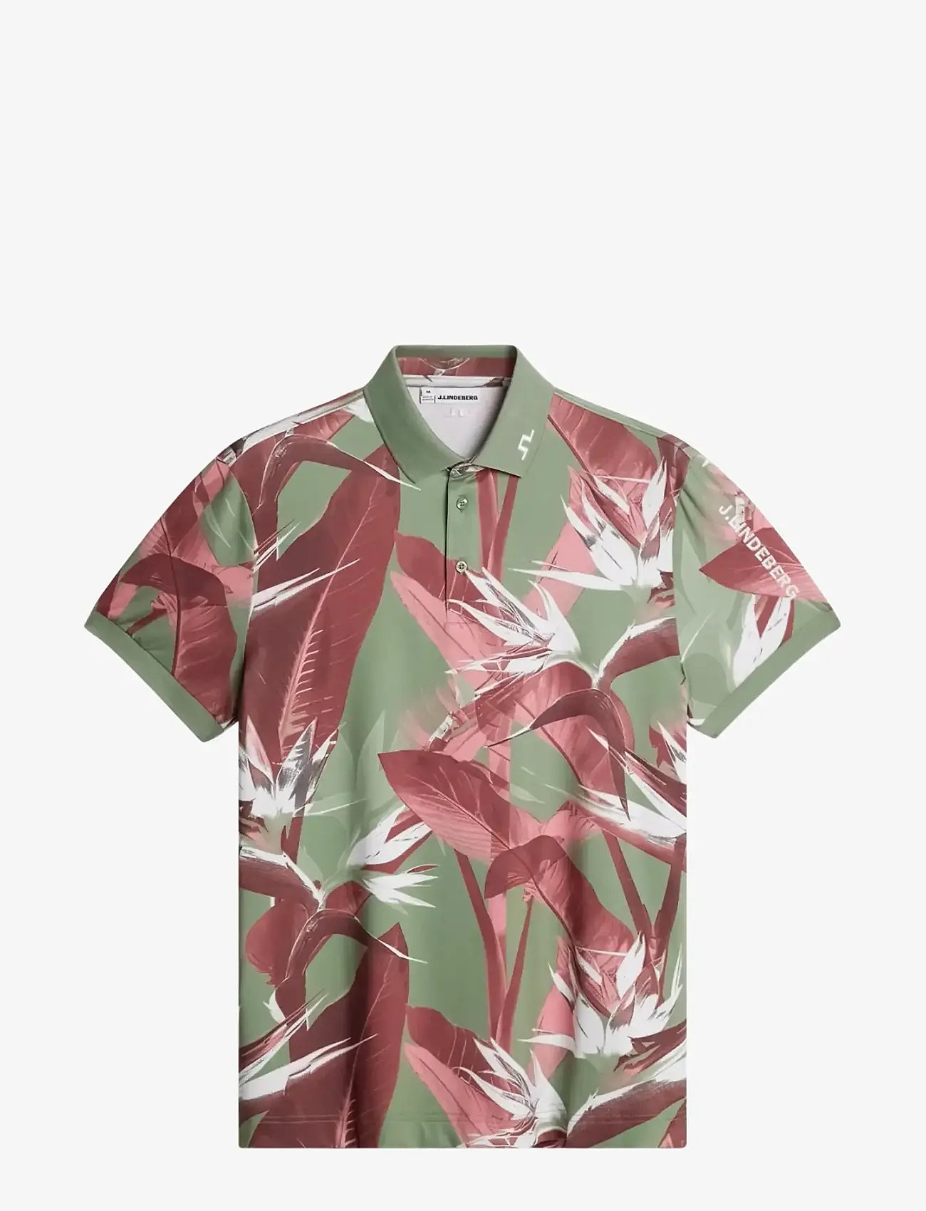 J. Lindeberg - Tour Tech Print Polo - alussärgid ja t-särgid - paradise hedge green m - 1