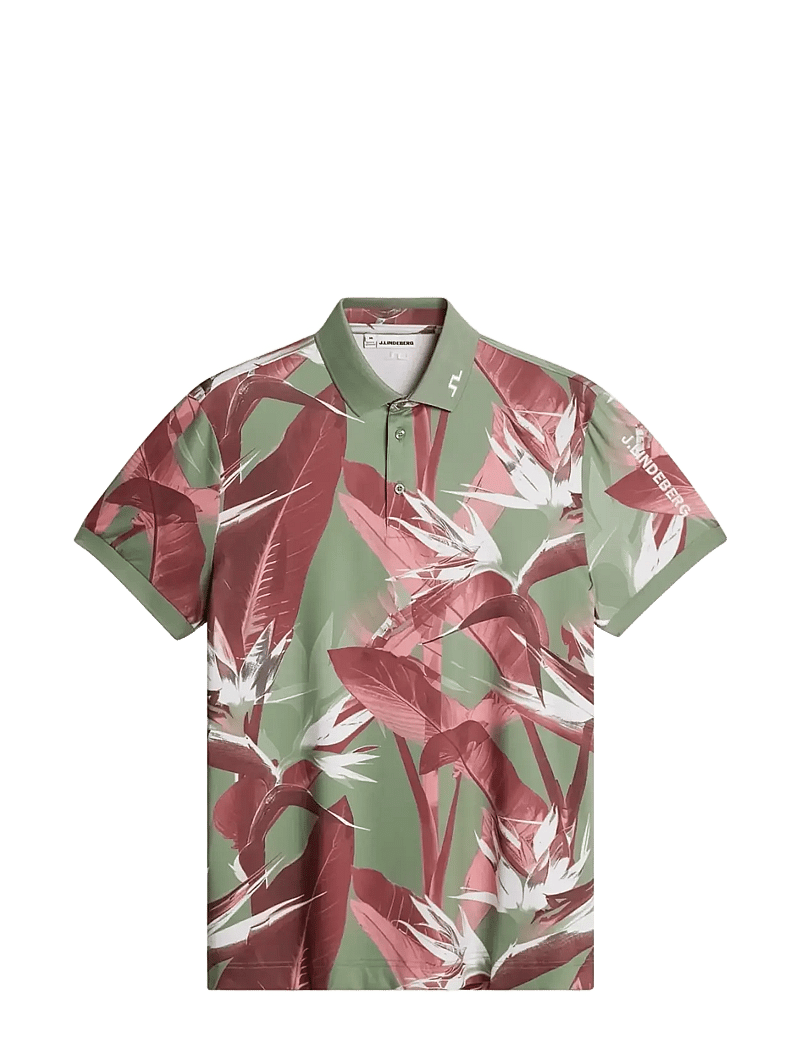 J. Lindeberg - Tour Tech Print Polo - alussärgid ja t-särgid - paradise hedge green m - 1