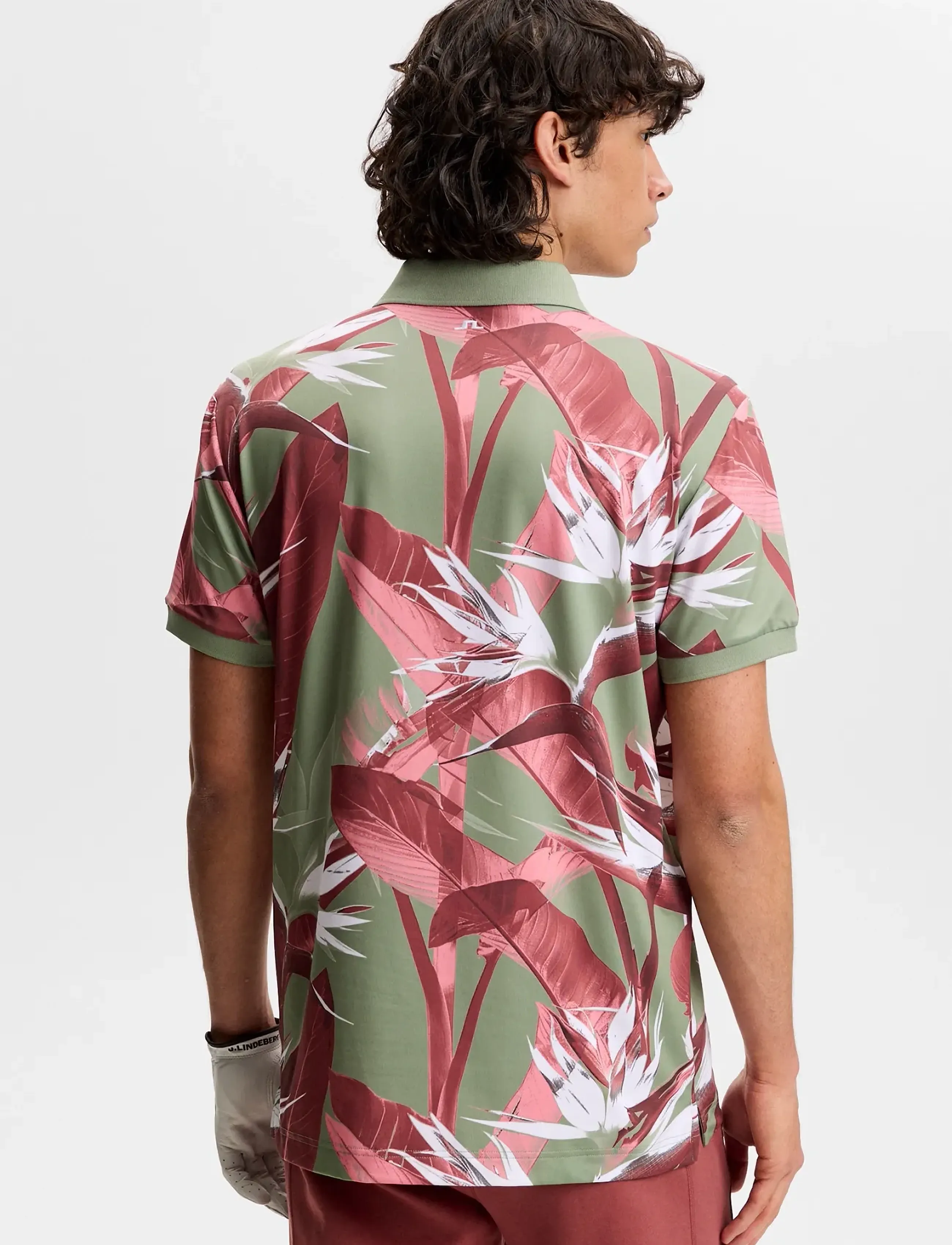 J. Lindeberg - Tour Tech Print Polo - polos - paradise hedge green m - 2