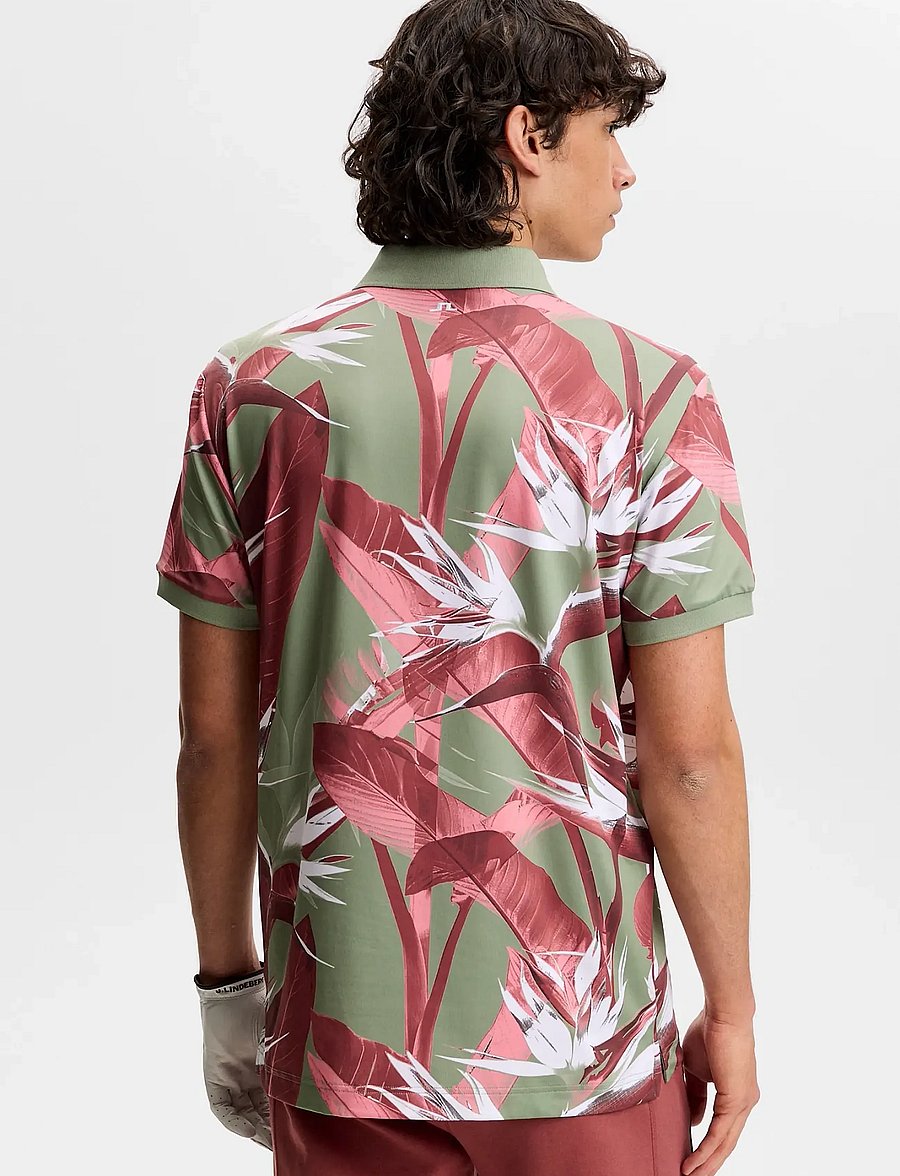 J. Lindeberg - Tour Tech Print Polo - oberteile & t-shirts - paradise hedge green m - 2