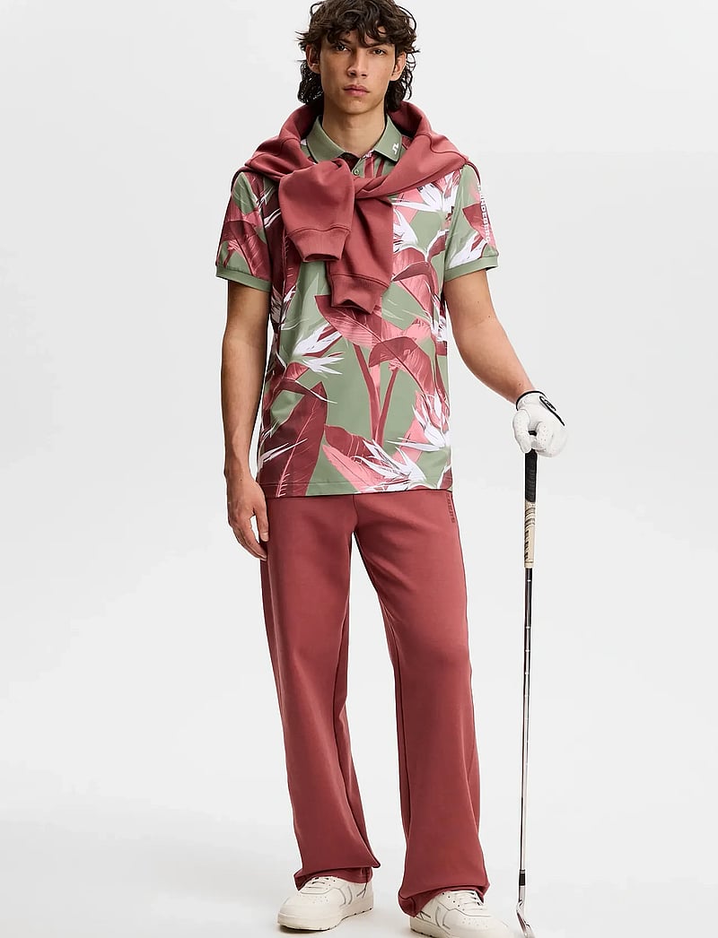 J. Lindeberg - Tour Tech Print Polo - alussärgid ja t-särgid - paradise hedge green m - 3