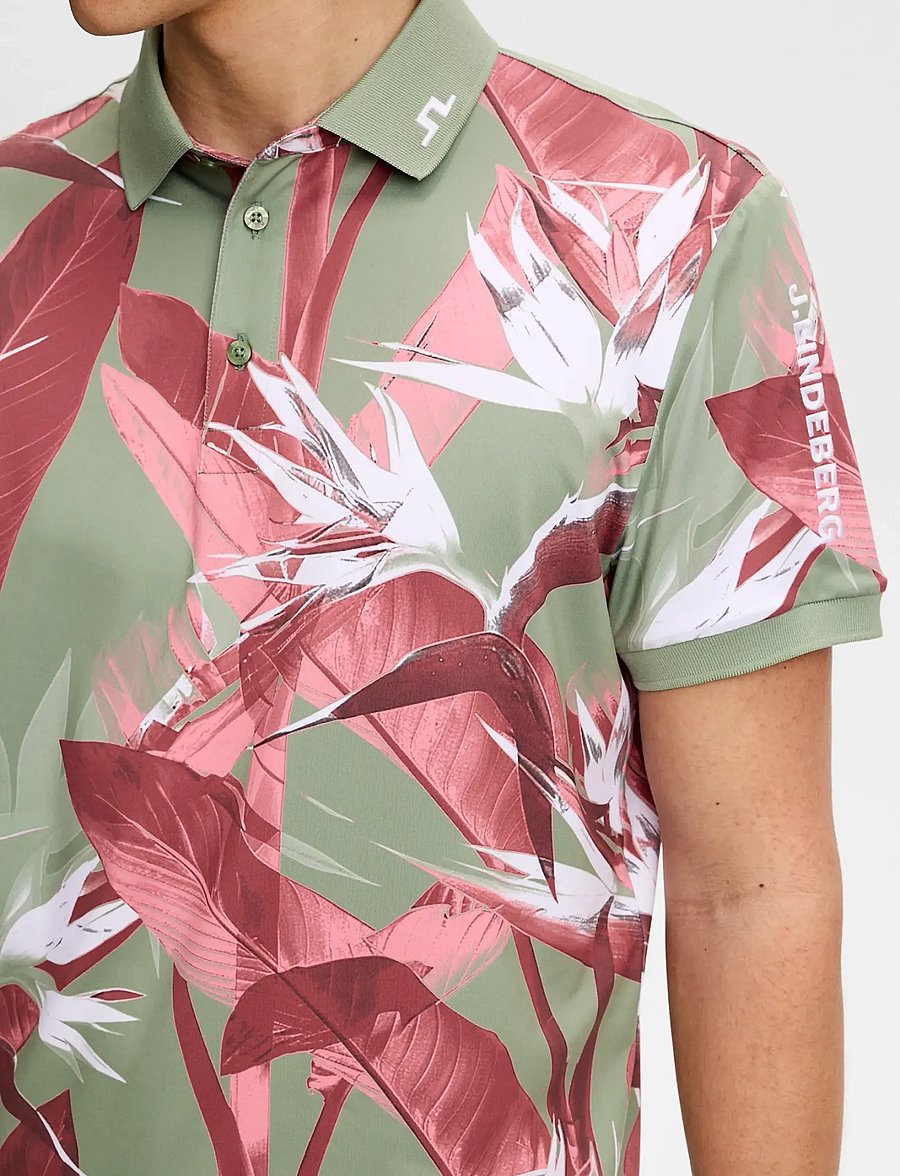 J. Lindeberg - Tour Tech Print Polo - tops & t-shirts - paradise hedge green m - 4