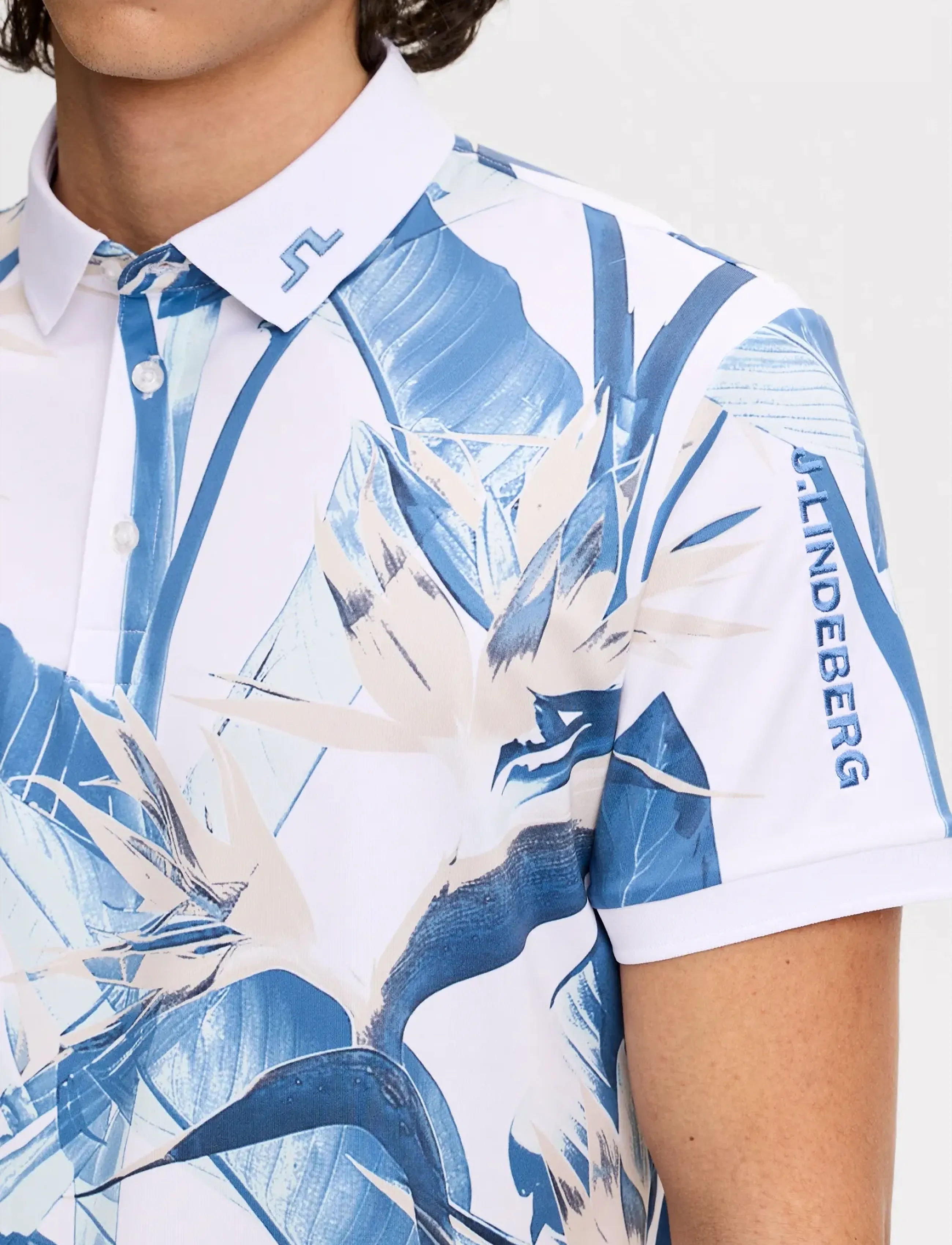 J. Lindeberg - Tour Tech Print Polo - polos - paradise skylight m - 4