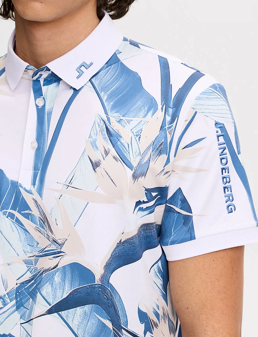 J. Lindeberg - Tour Tech Print Polo - toppar & t-shirts - paradise skylight m - 4