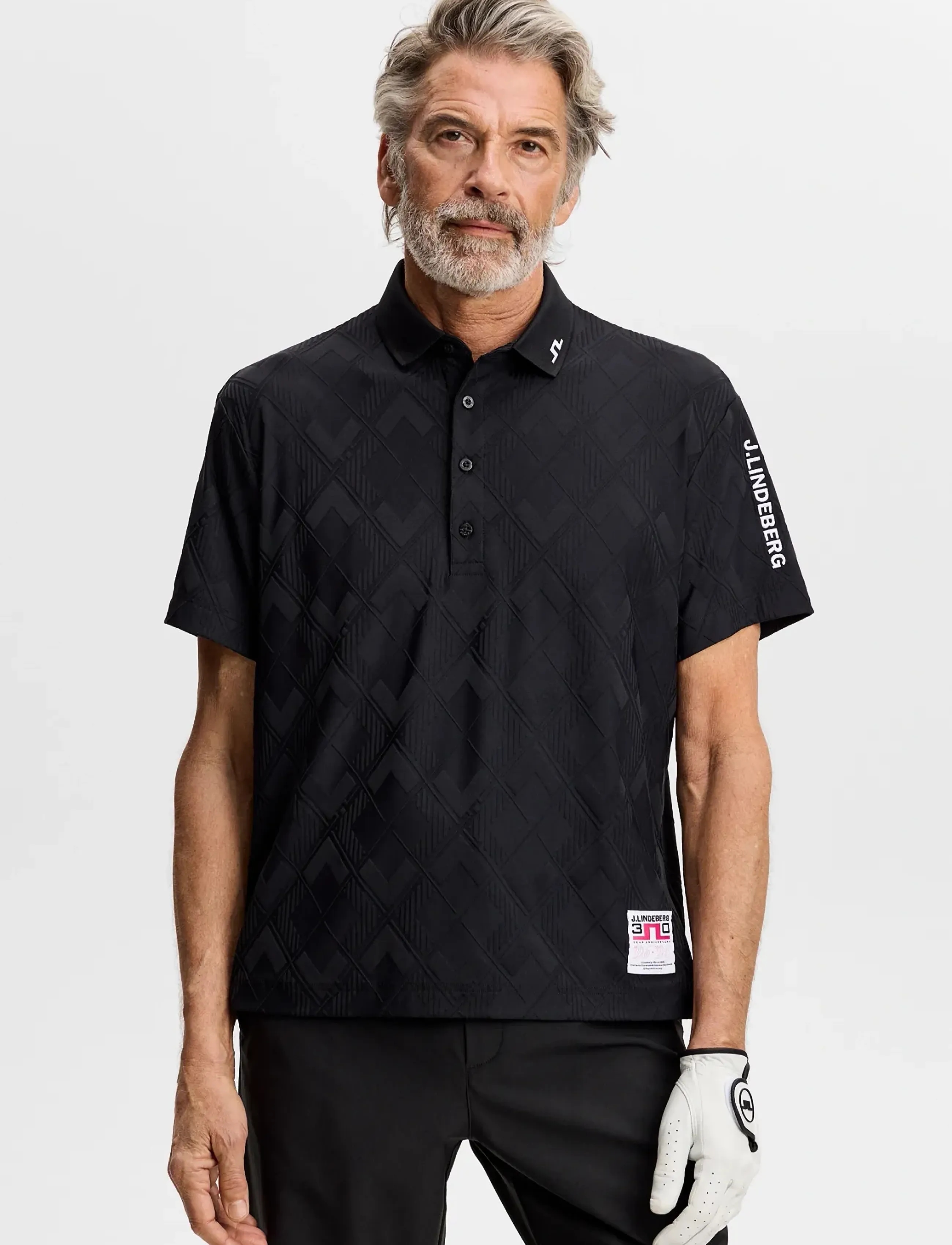 J. Lindeberg 30Y Matt Relaxed Polo, Mænd, Afslappet Poloshirt, Sort, Str: XL