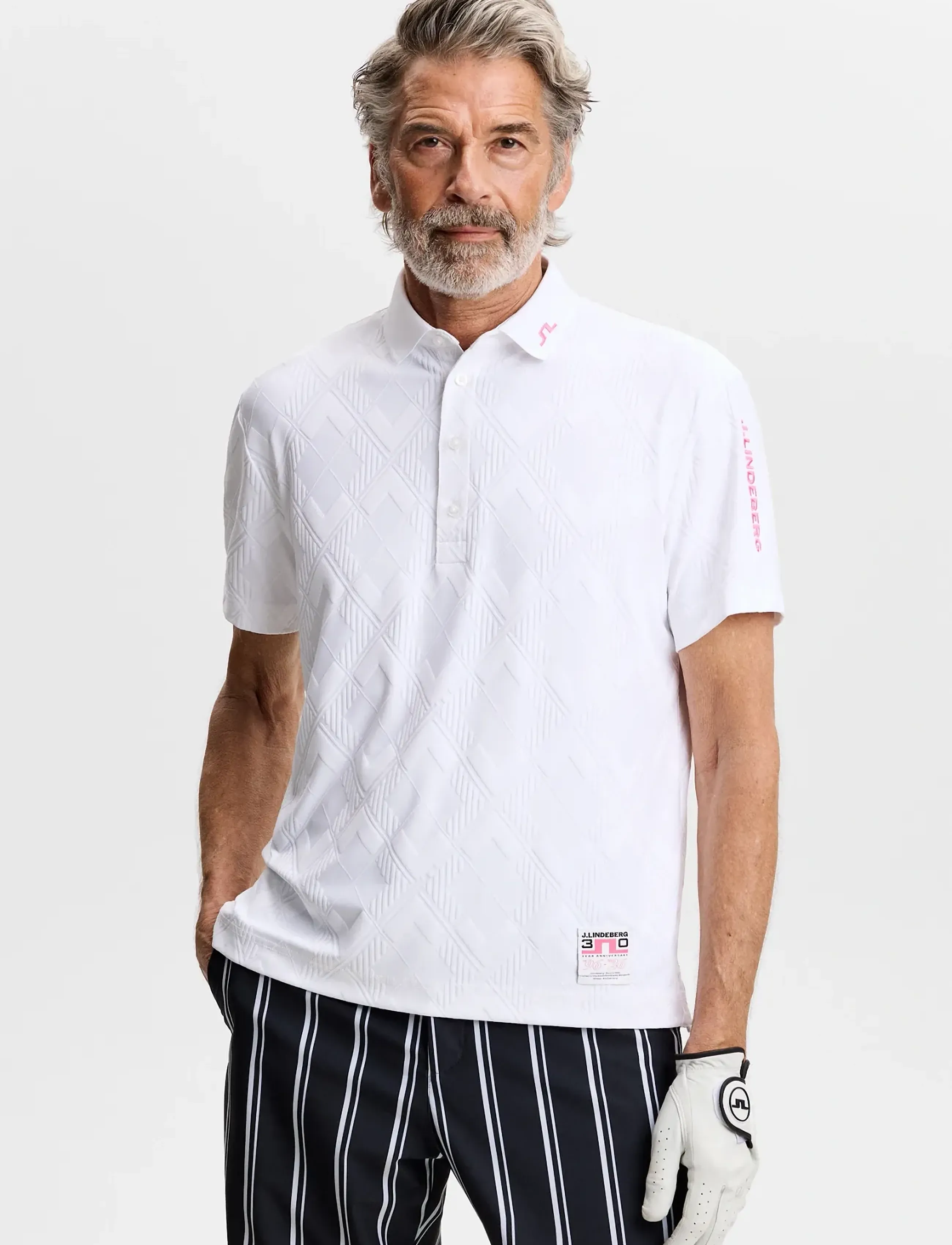 J. Lindeberg 30Y Matt Relaxed Polo, M, Sport Polos, Weiß - Short-sleeved Männerswear