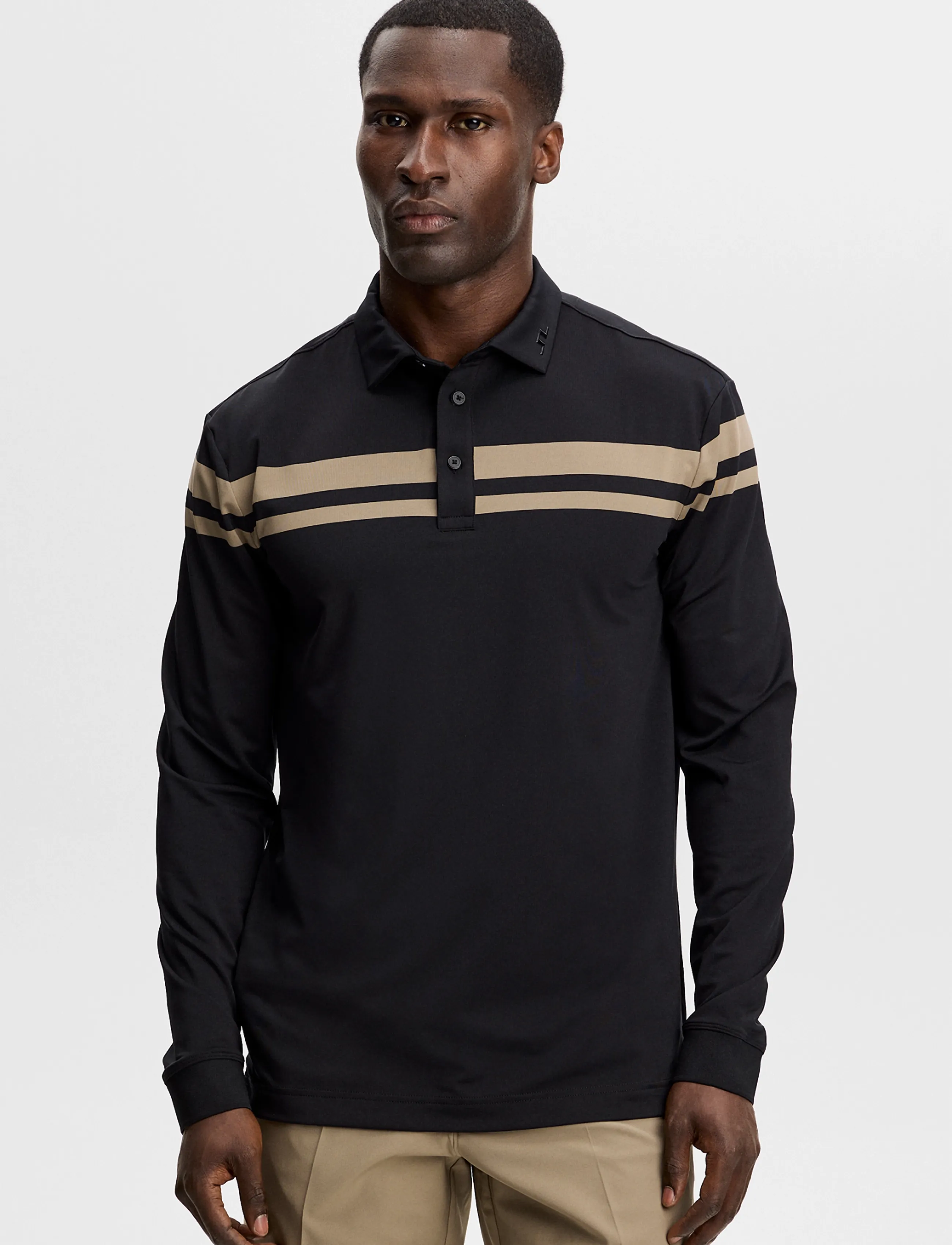 J. Lindeberg Kenny Ls Stripe Polo, S, Sport Polos, Schwarz - Long-sleeved Männerswear