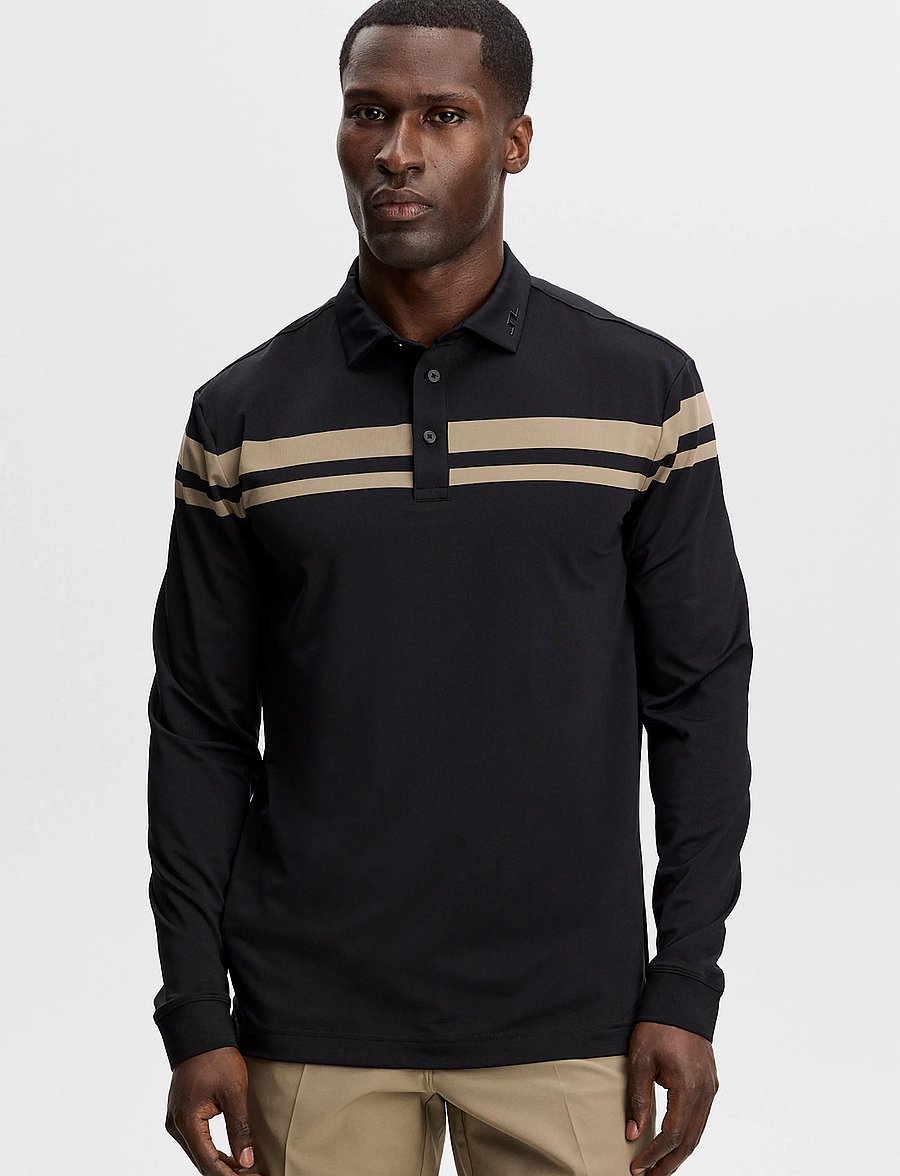 J. Lindeberg - KENNY LS STRIPE POLO - black - 0
