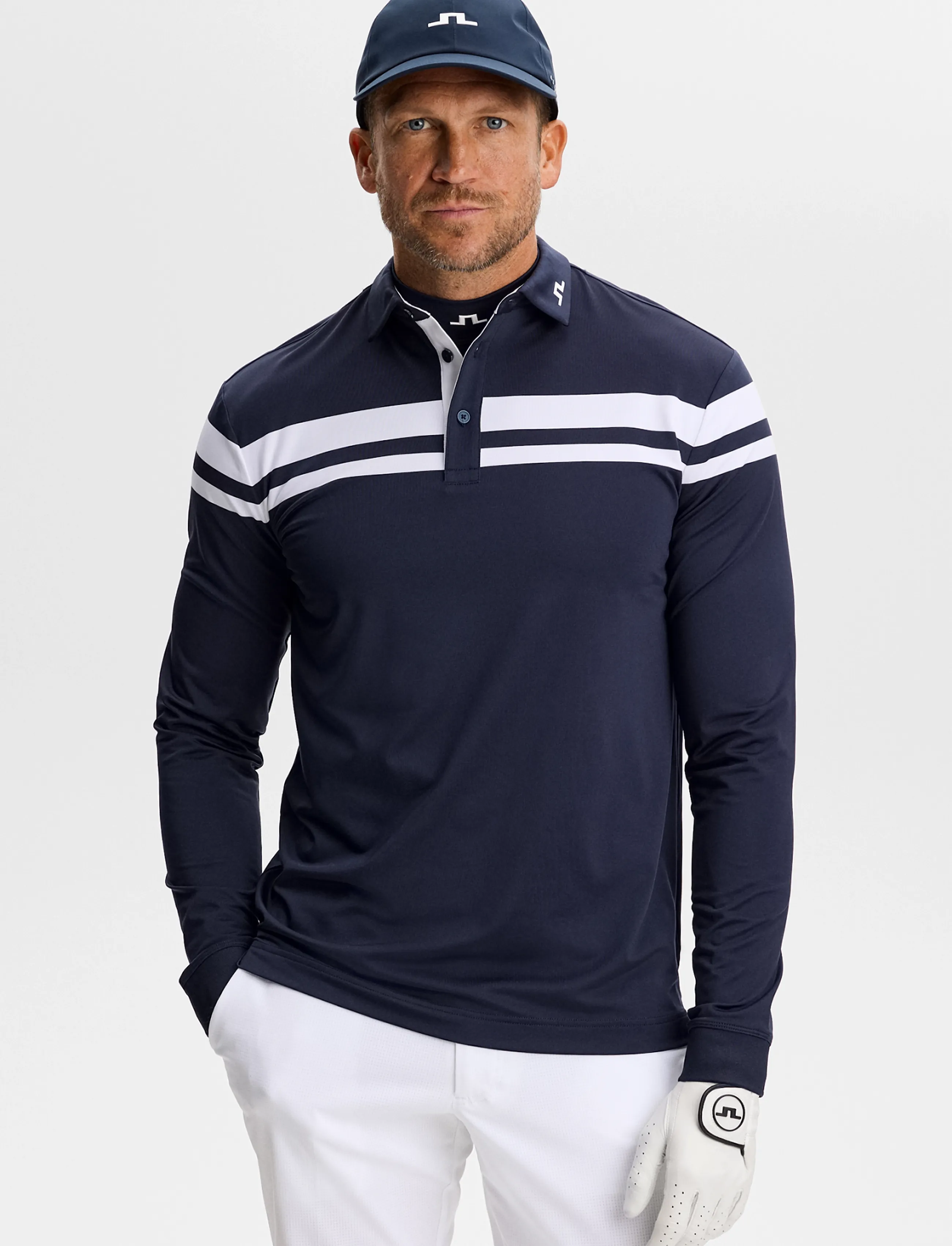 J. Lindeberg KENNY LS STRIPE POLO - J.Lindeberg - JL NAVY / navy