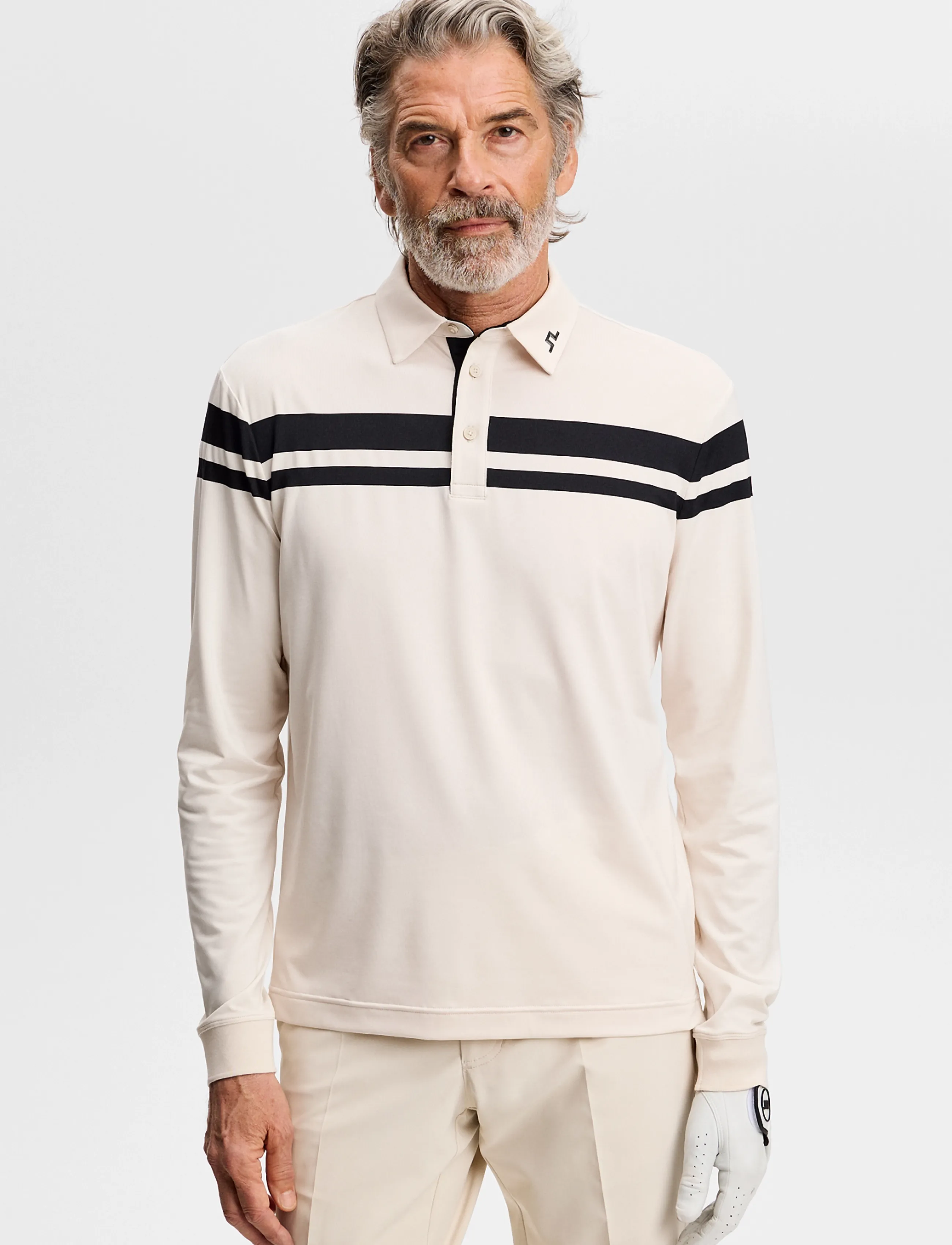 J. Lindeberg KENNY LS STRIPE POLO - J.Lindeberg - MOONBEAM / cream