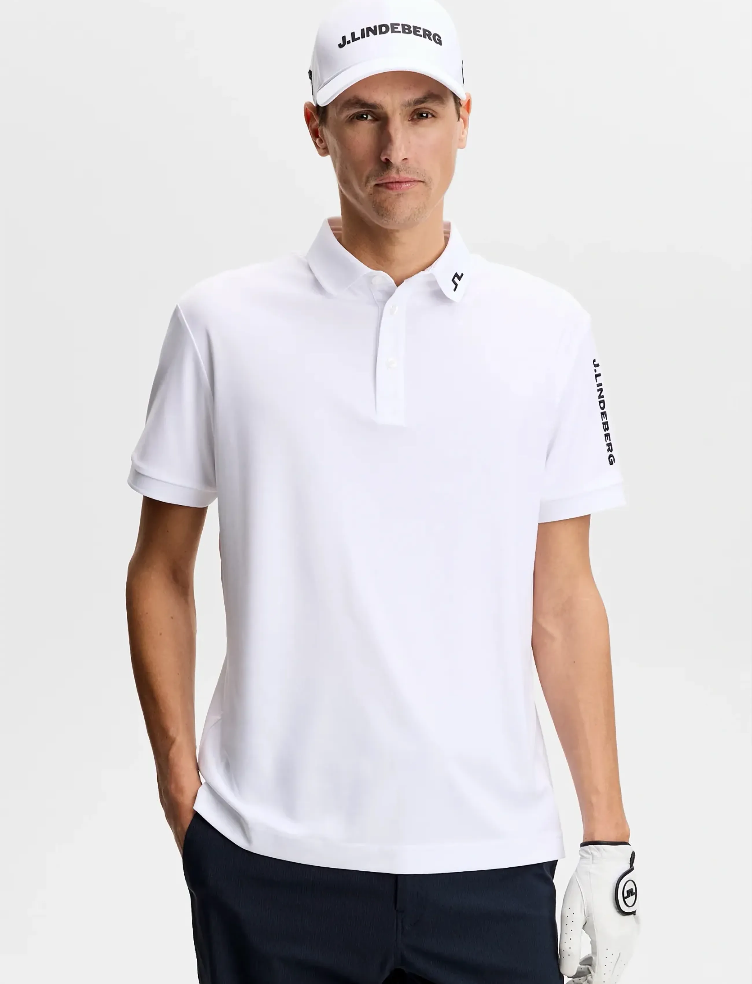 J. Lindeberg Tour Tech Polo, M, White, Sport Polos > Sport Short-sleeved Polos, Herre