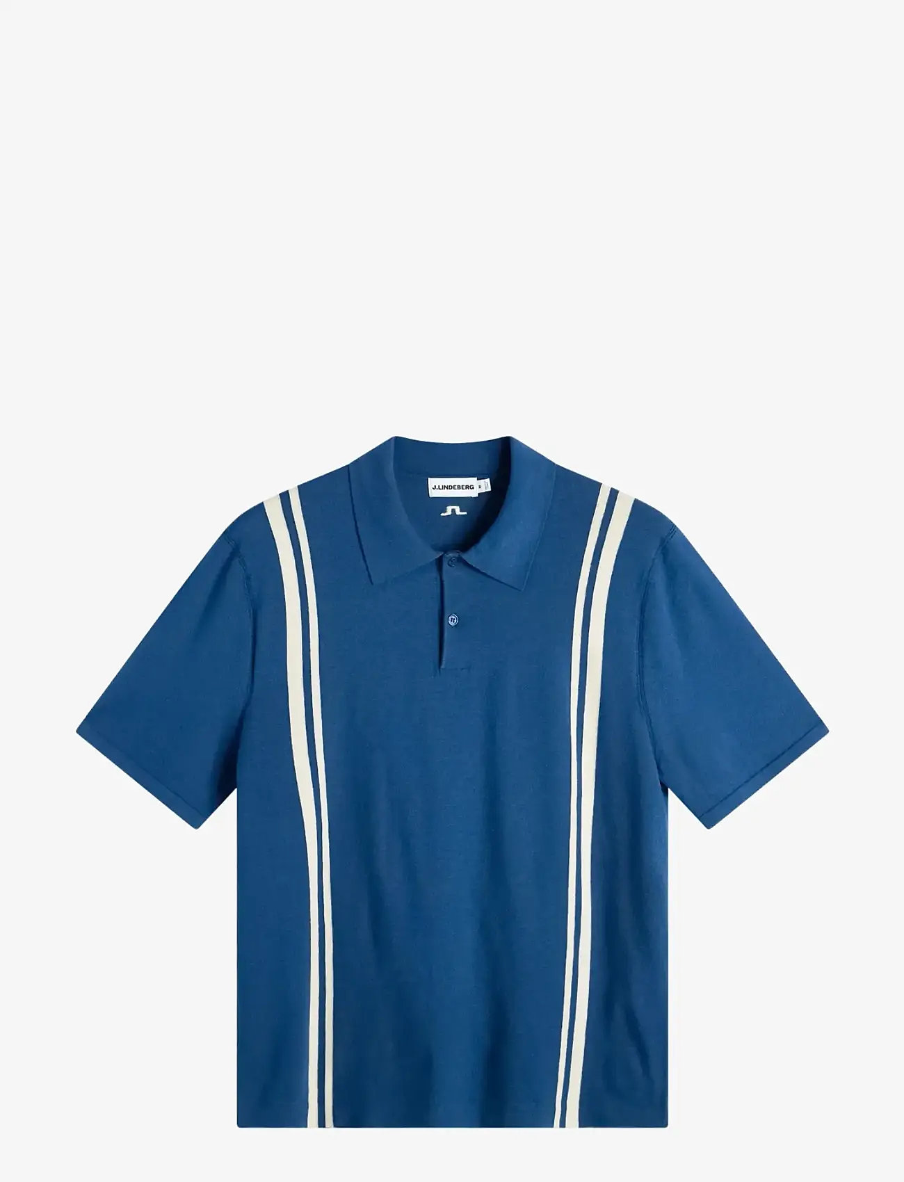J. Lindeberg - Rylan Stripe Knit Golf Polo - toppe & t-shirts - estate blue - 1