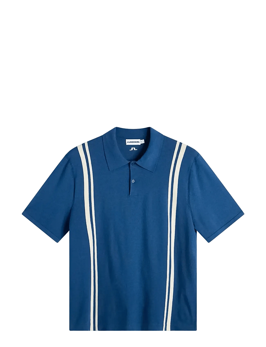 J. Lindeberg - Rylan Stripe Knit Golf Polo - oberteile & t-shirts - estate blue - 1