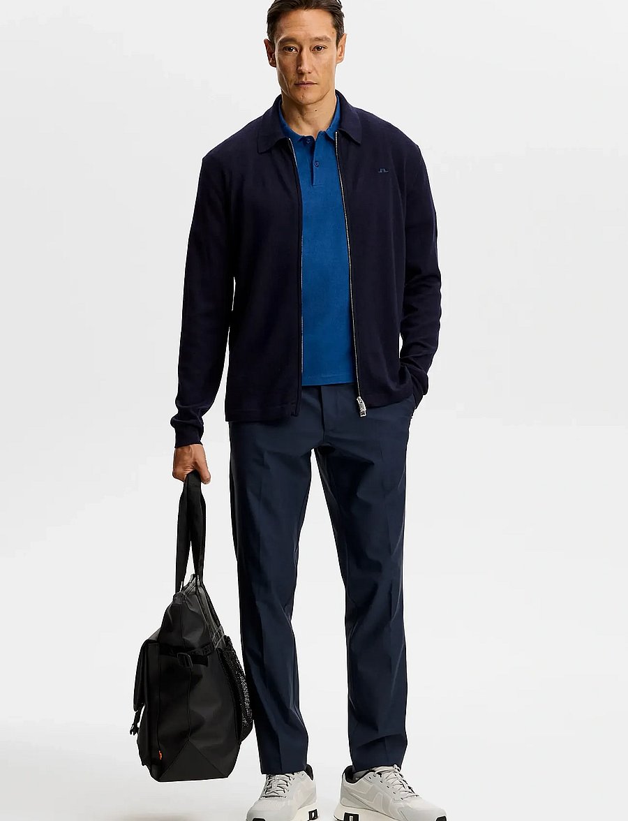J. Lindeberg - Rylan Stripe Knit Golf Polo - oberteile & t-shirts - estate blue - 4