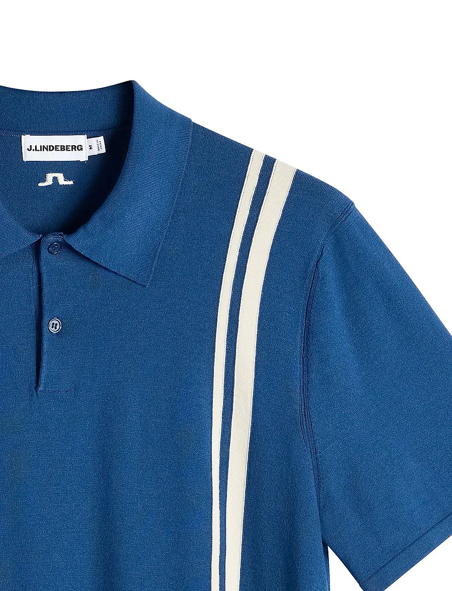 J. Lindeberg - Rylan Stripe Knit Golf Polo - oberteile & t-shirts - estate blue - 5