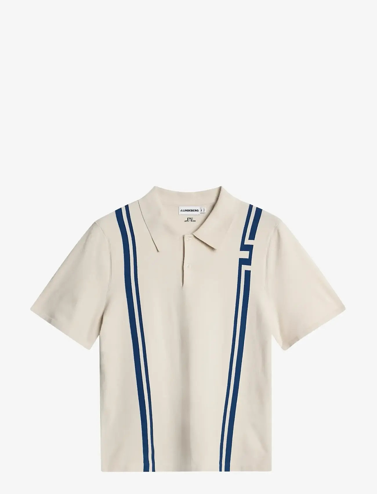 J. Lindeberg - Rylan Stripe Knit Golf Polo - toppe & t-shirts - moonbeam - 1