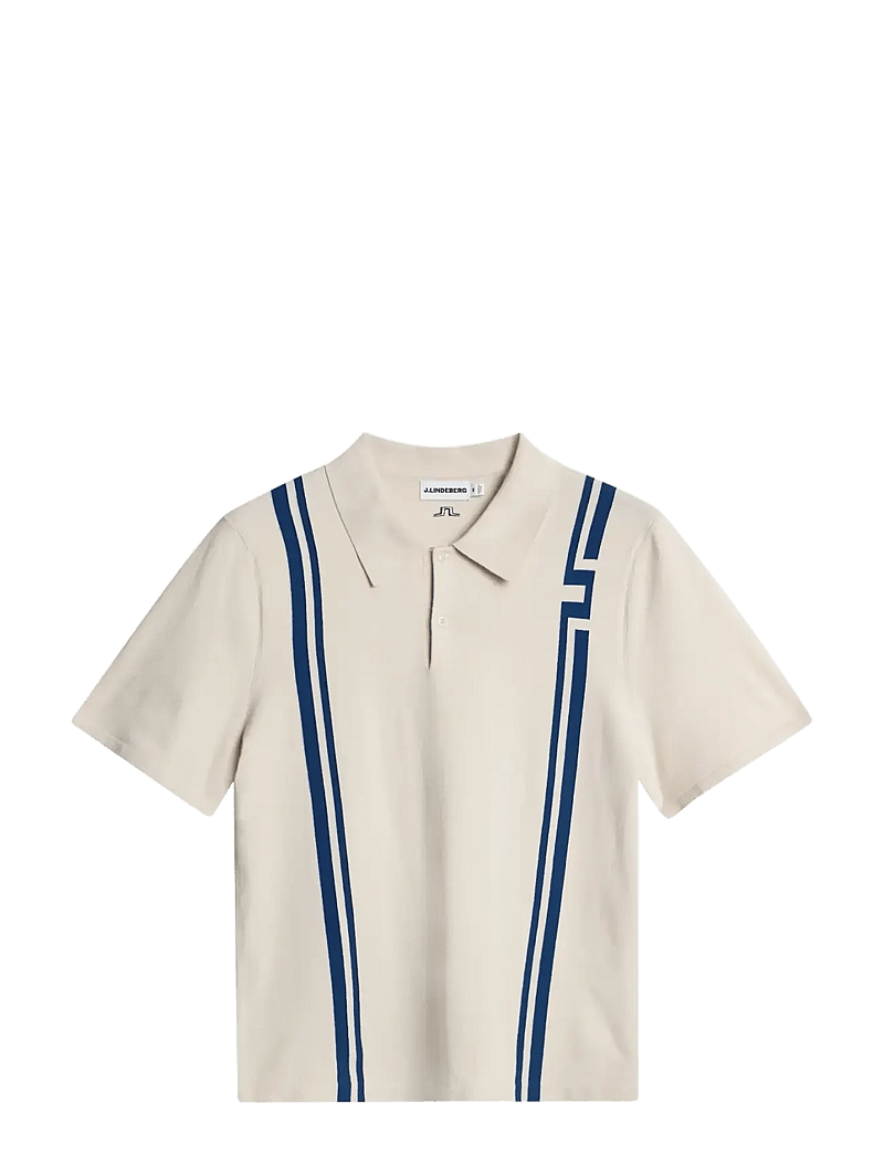 J. Lindeberg - Rylan Stripe Knit Golf Polo - toppe & t-shirts - moonbeam - 1
