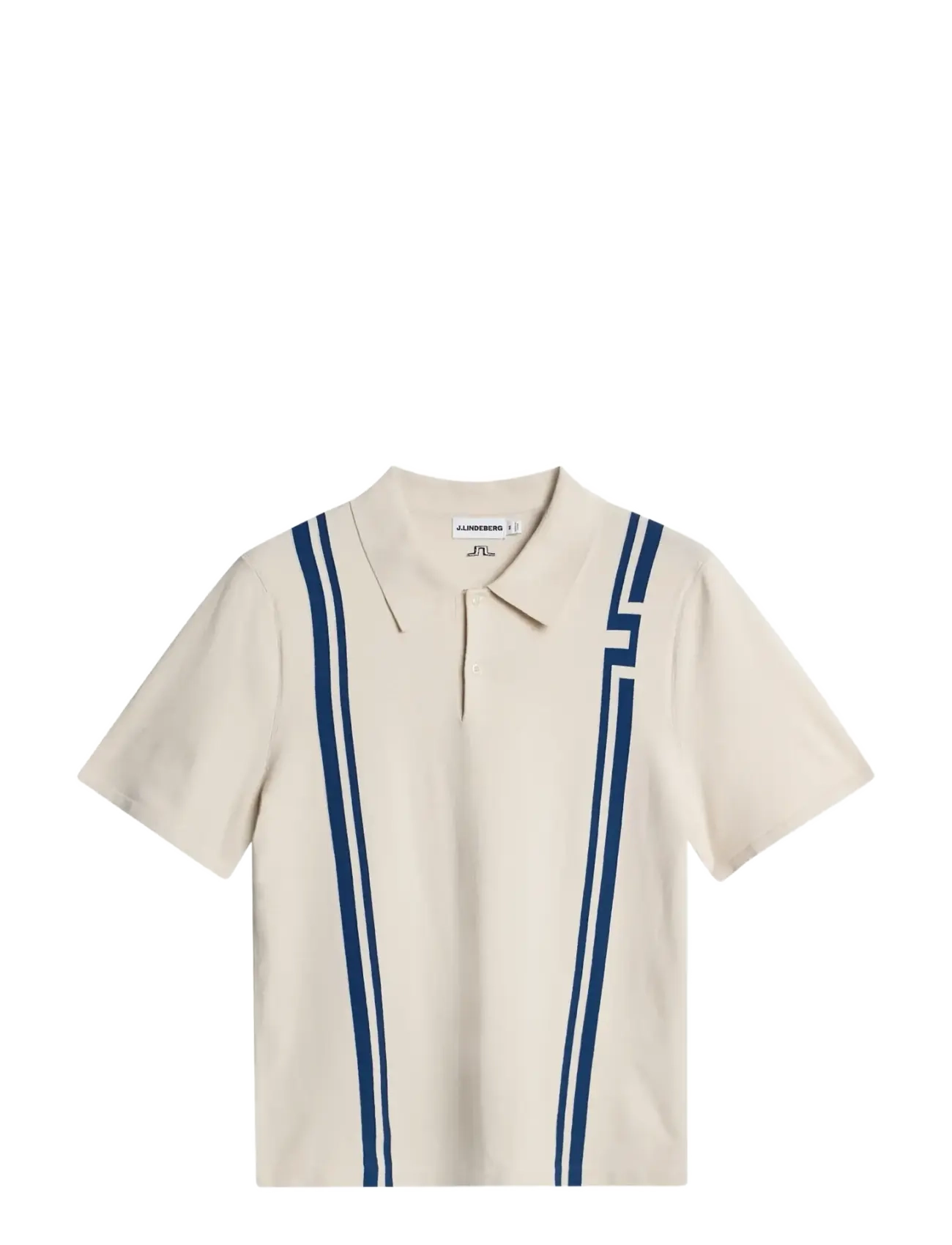 J. Lindeberg Rylan Stripe Knit Golf Polo - Tøj - MOONBEAM / cream