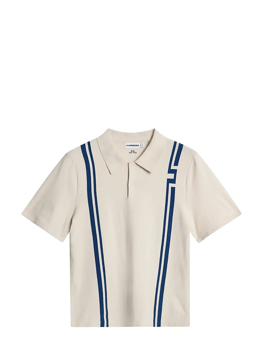 J. Lindeberg - Rylan Stripe Knit Golf Polo - toppe & t-shirts - moonbeam - 1