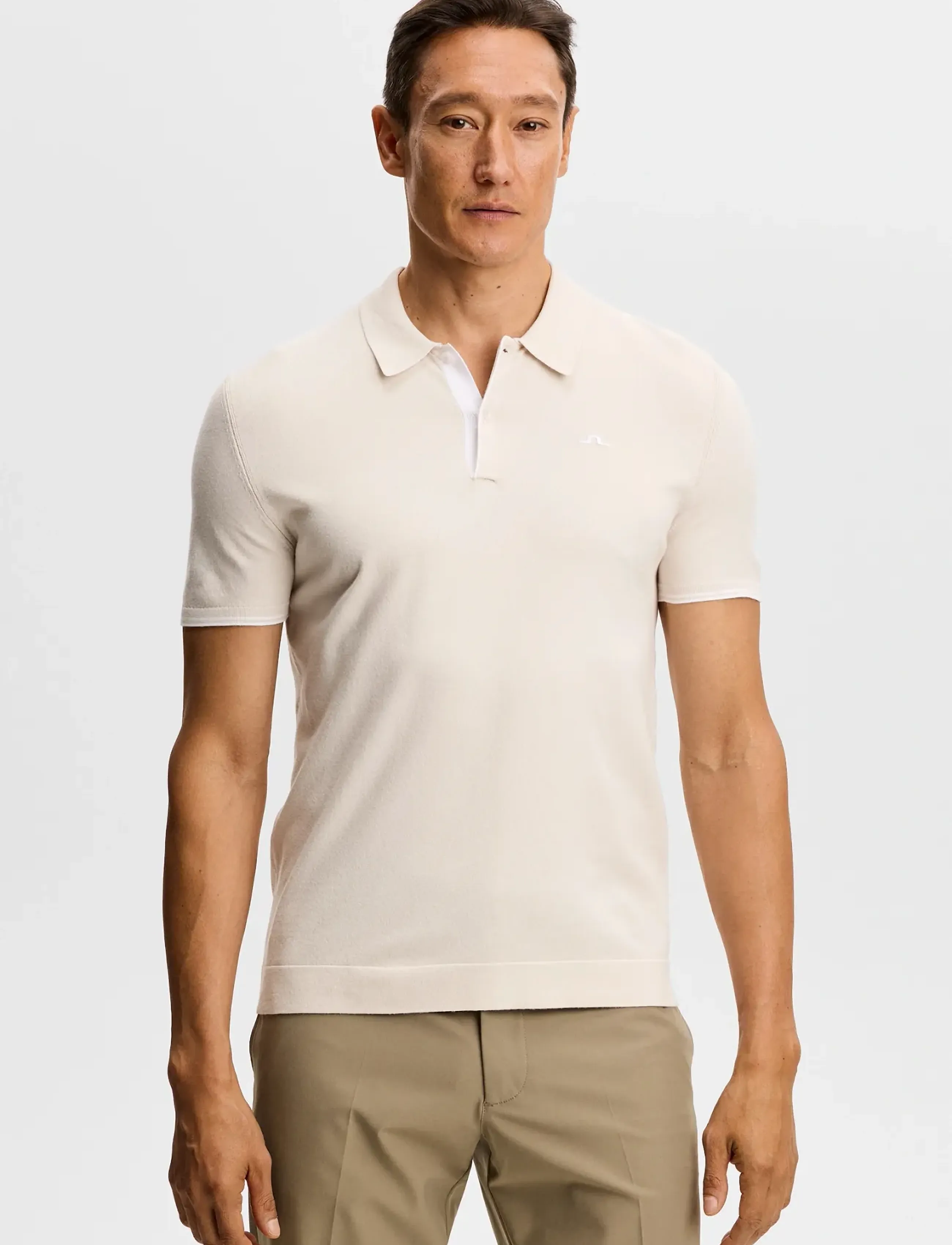 J. Lindeberg Matheo Knit Golf Polo, Strikket Golfpolo, Cream, Str: XXL