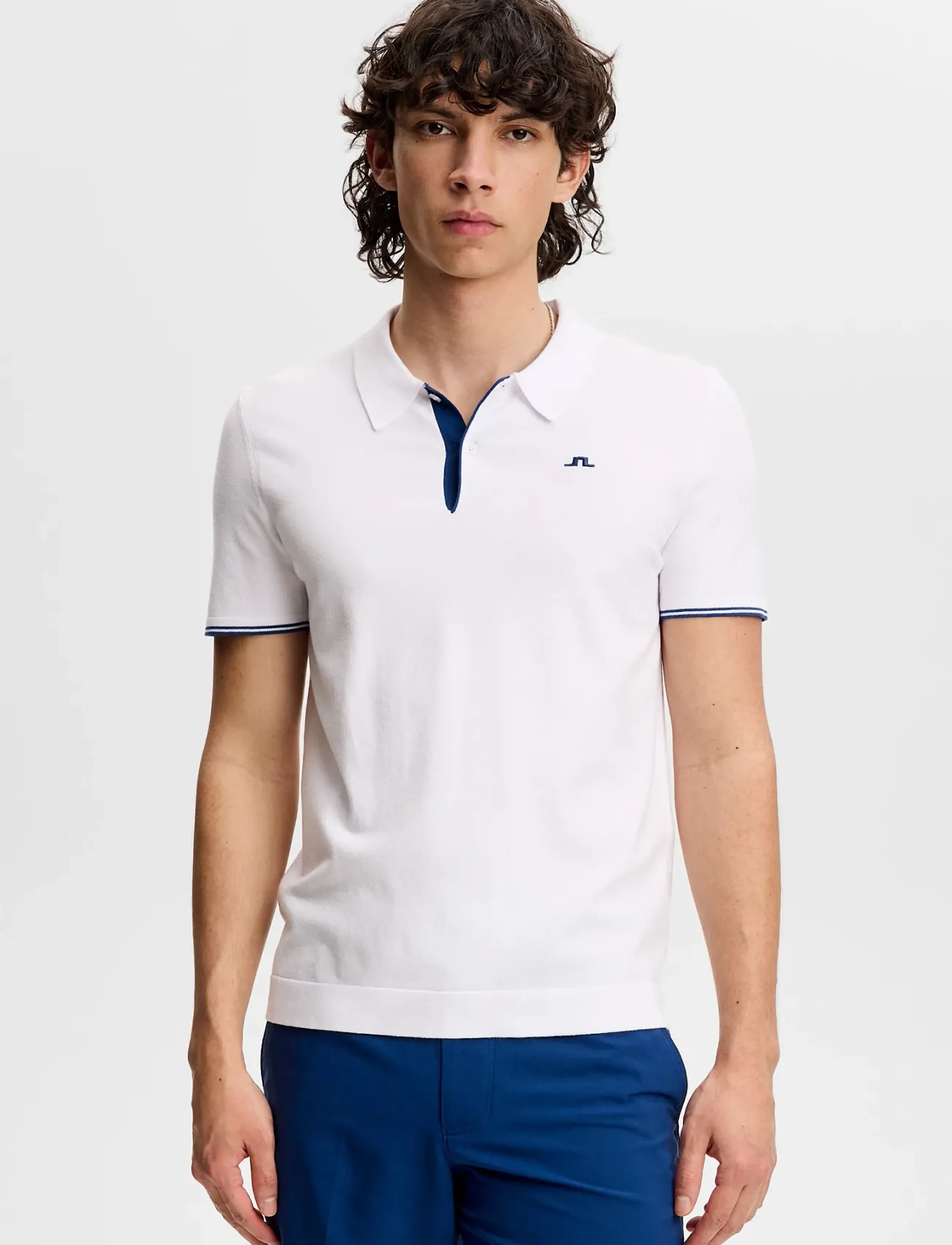 J. Lindeberg Matheo Knit Golf Polo, XXL, Sport Polos, Weiß - Short-sleeved Männerswear