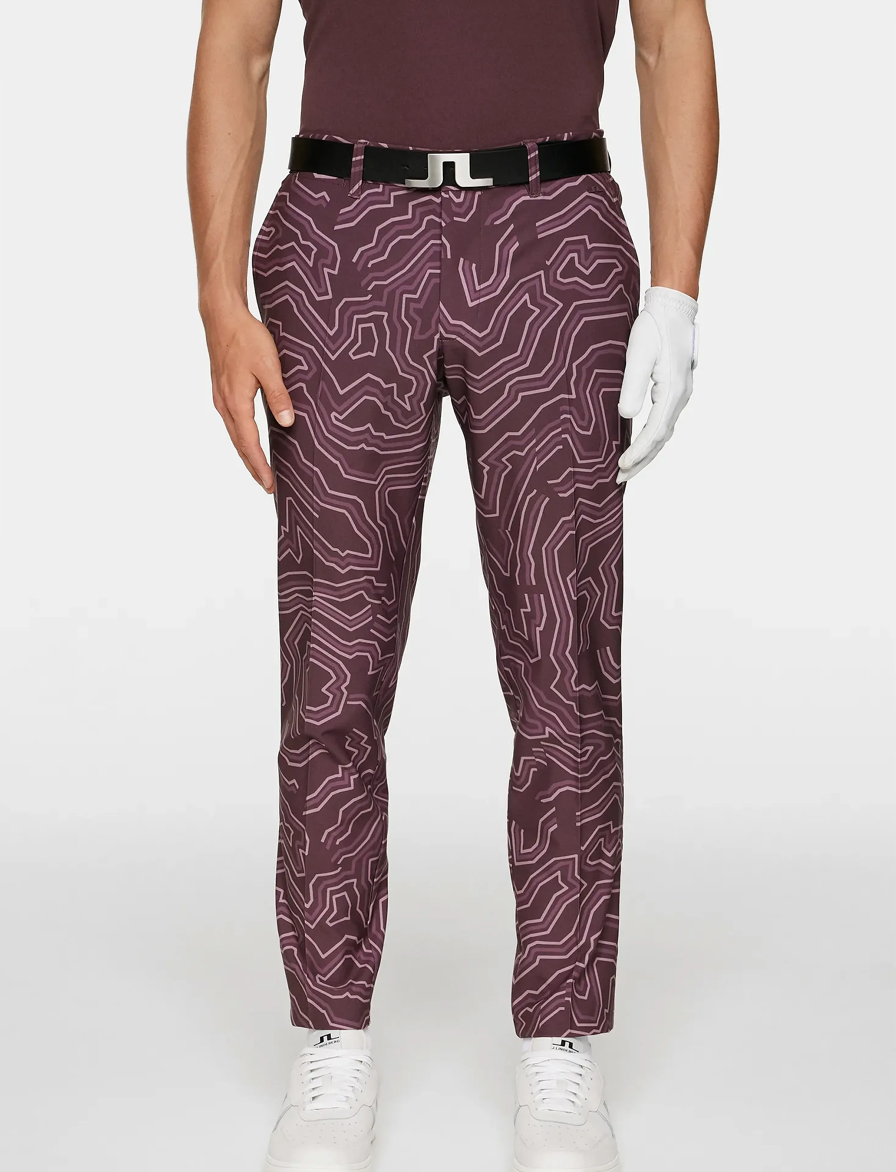 J. Lindeberg Ellott Print Pant, 31-32, Burgundy, Sport Pants > Sport Golf Pants, Herre