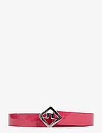 Diana High Shine Leather Belt - ROSE RED