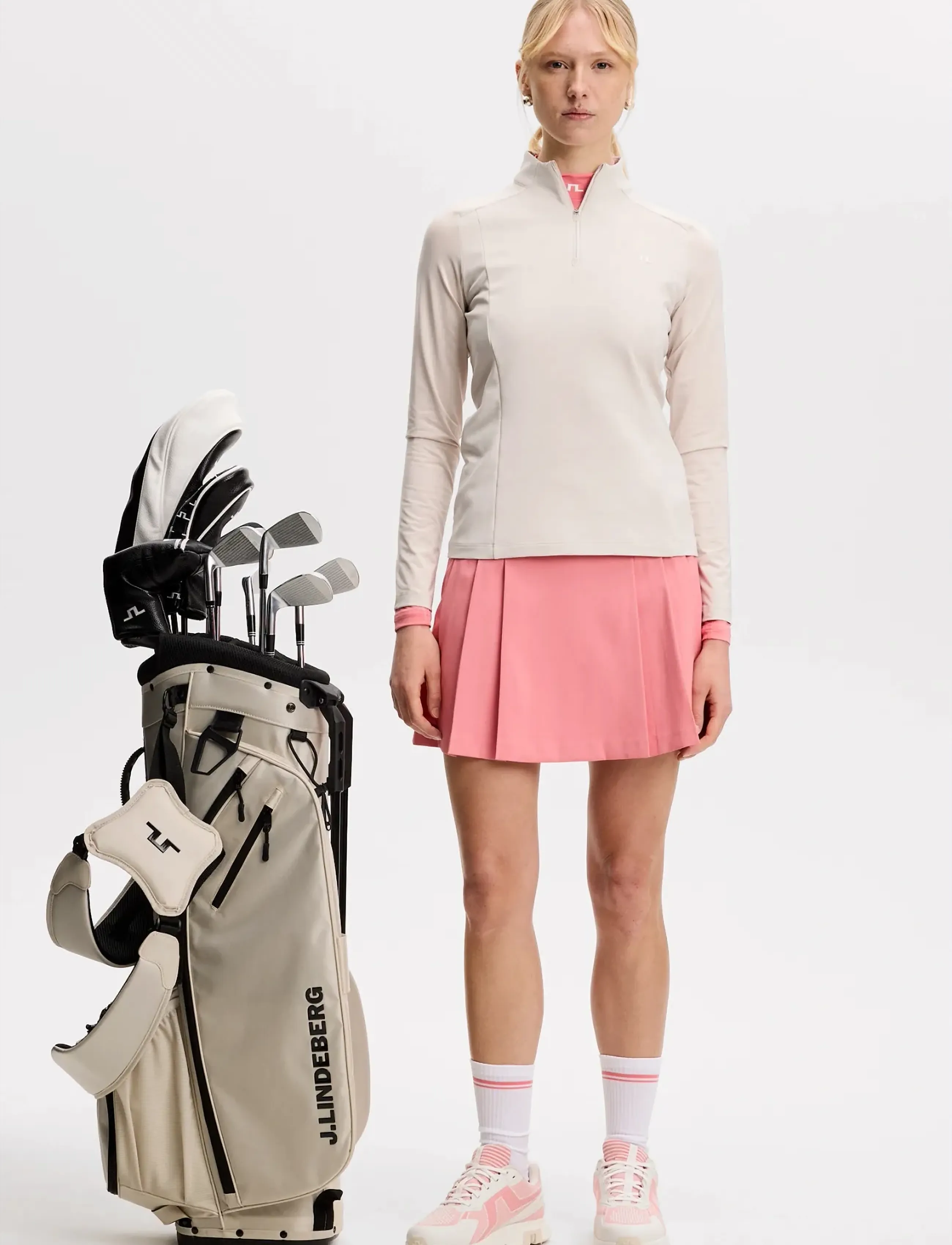 J. Lindeberg - Cindy Quarter Zip Mid Layer - tops - moonbeam - 3