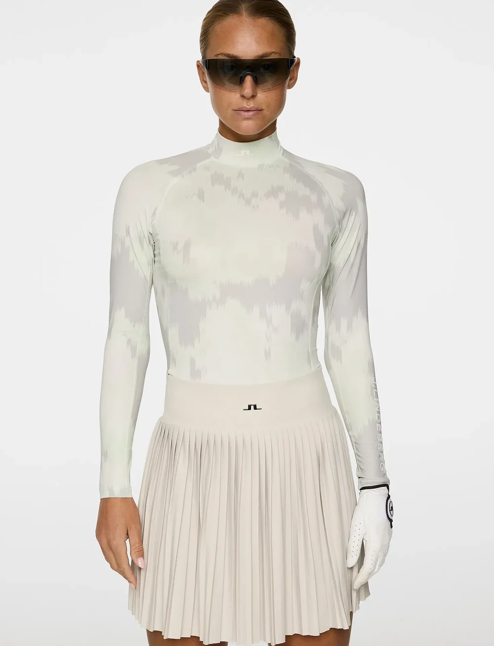 J. Lindeberg - Ella Print Compression Top - alussärgid ja t-särgid - warp ambrosia l - 0