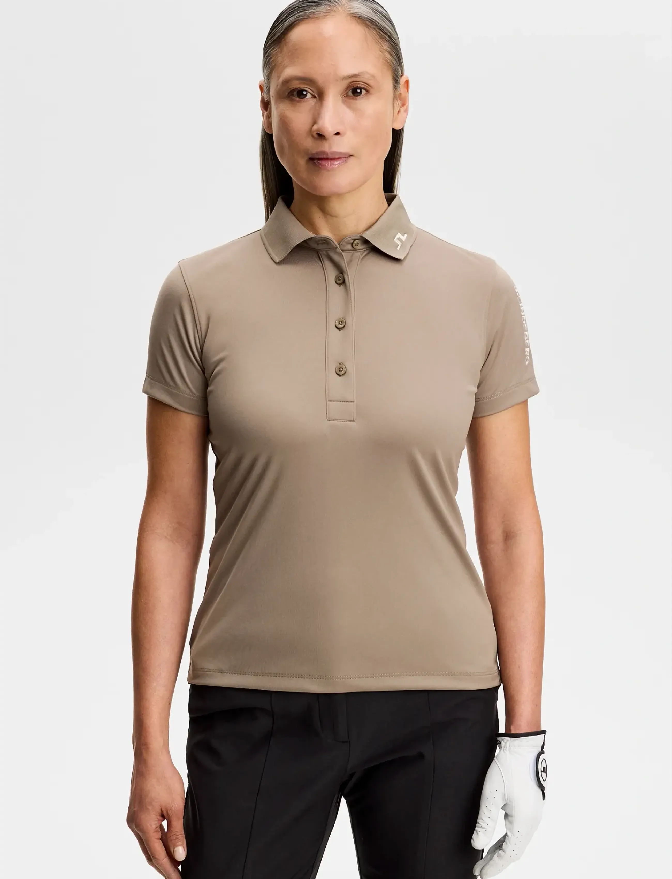 J. Lindeberg Tour Tech Polo, Kvinder, Tech Poloshirt, Beige, Str: S