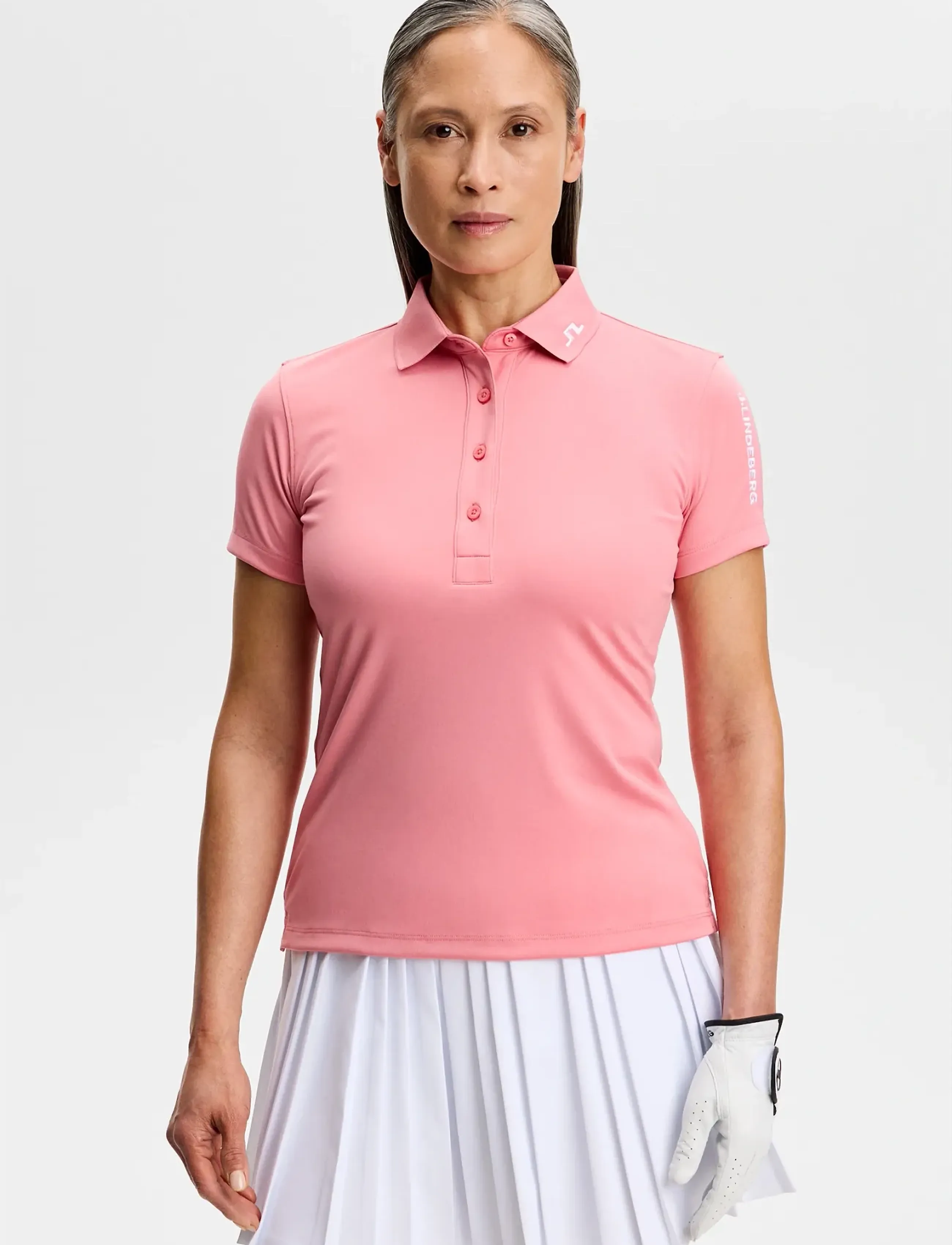 J. Lindeberg Tour Tech Polo, Kvinder, Tech Poloshirt, Pink, Str: XL