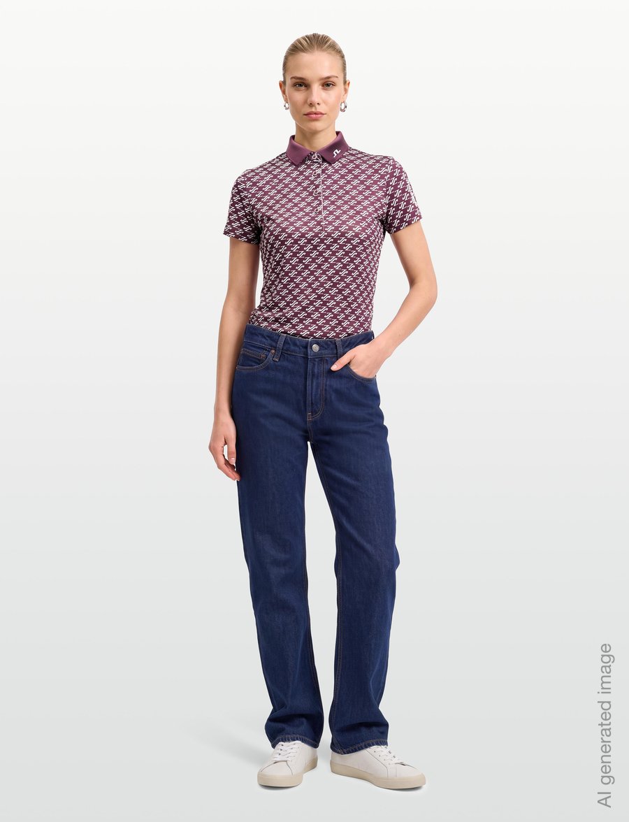J. Lindeberg - TOUR TECH PRINT POLO - alussärgid ja t-särgid - cardi jacquard s - winetasting - 0