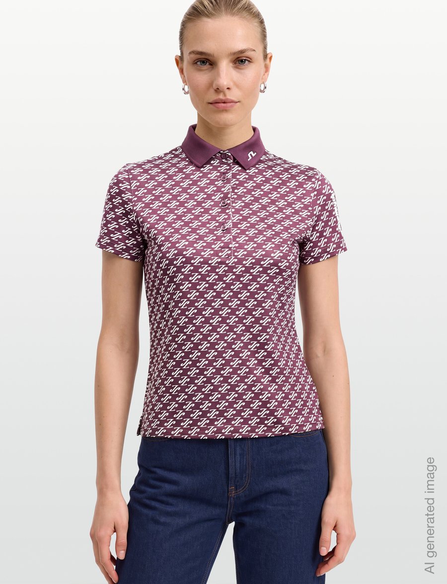 J. Lindeberg - TOUR TECH PRINT POLO - alussärgid ja t-särgid - cardi jacquard s - winetasting - 3