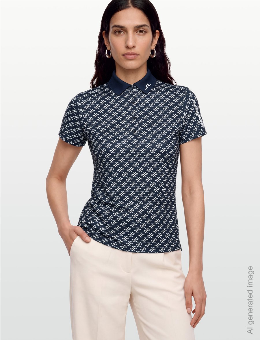 J. Lindeberg - Tour Tech Print Polo - oberteile & t-shirts - cardi jacquard s - jl navy - 3