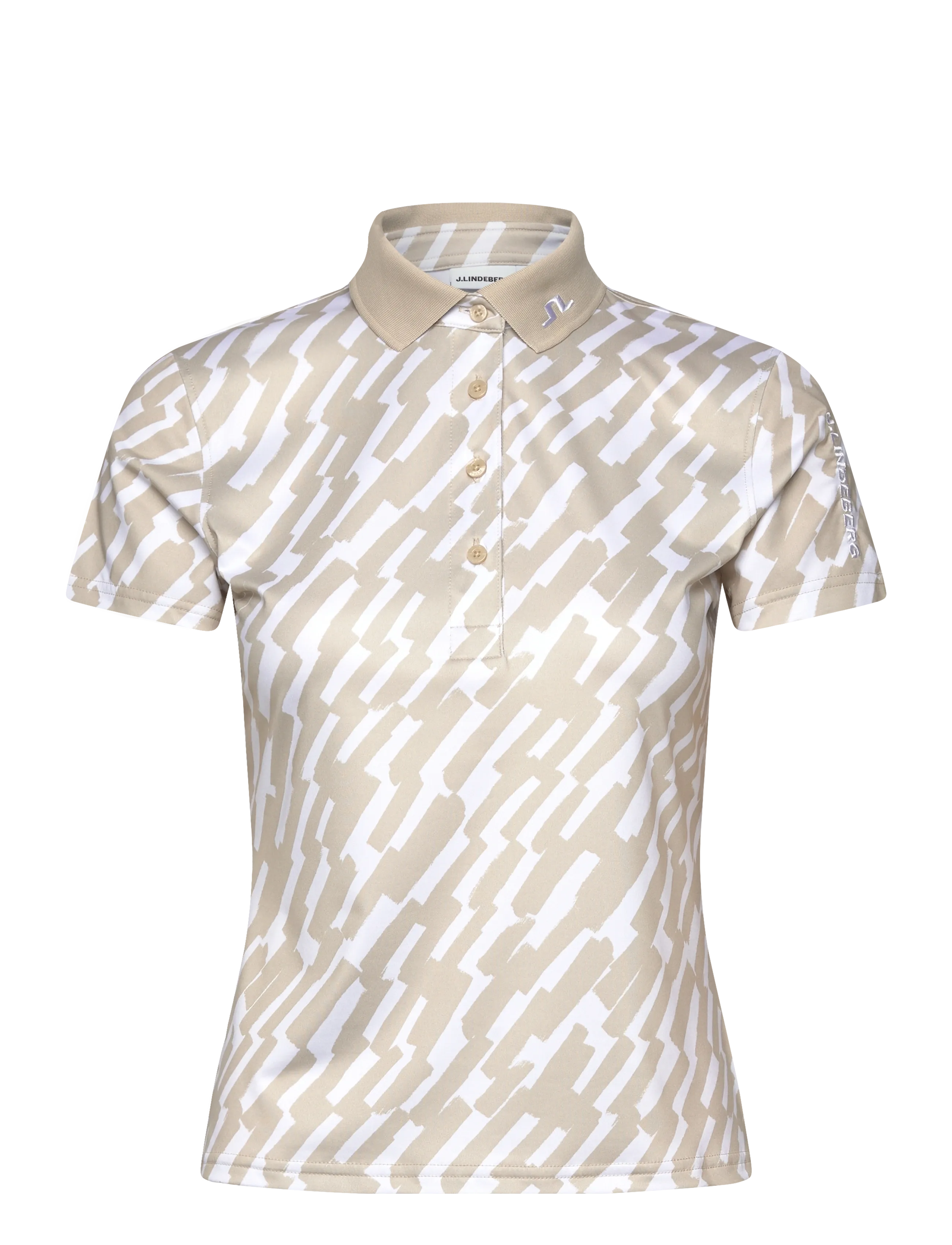 J. Lindeberg Tour Tech Print Polo - Tøj - OAK ISLAND FOSSIL M / beige