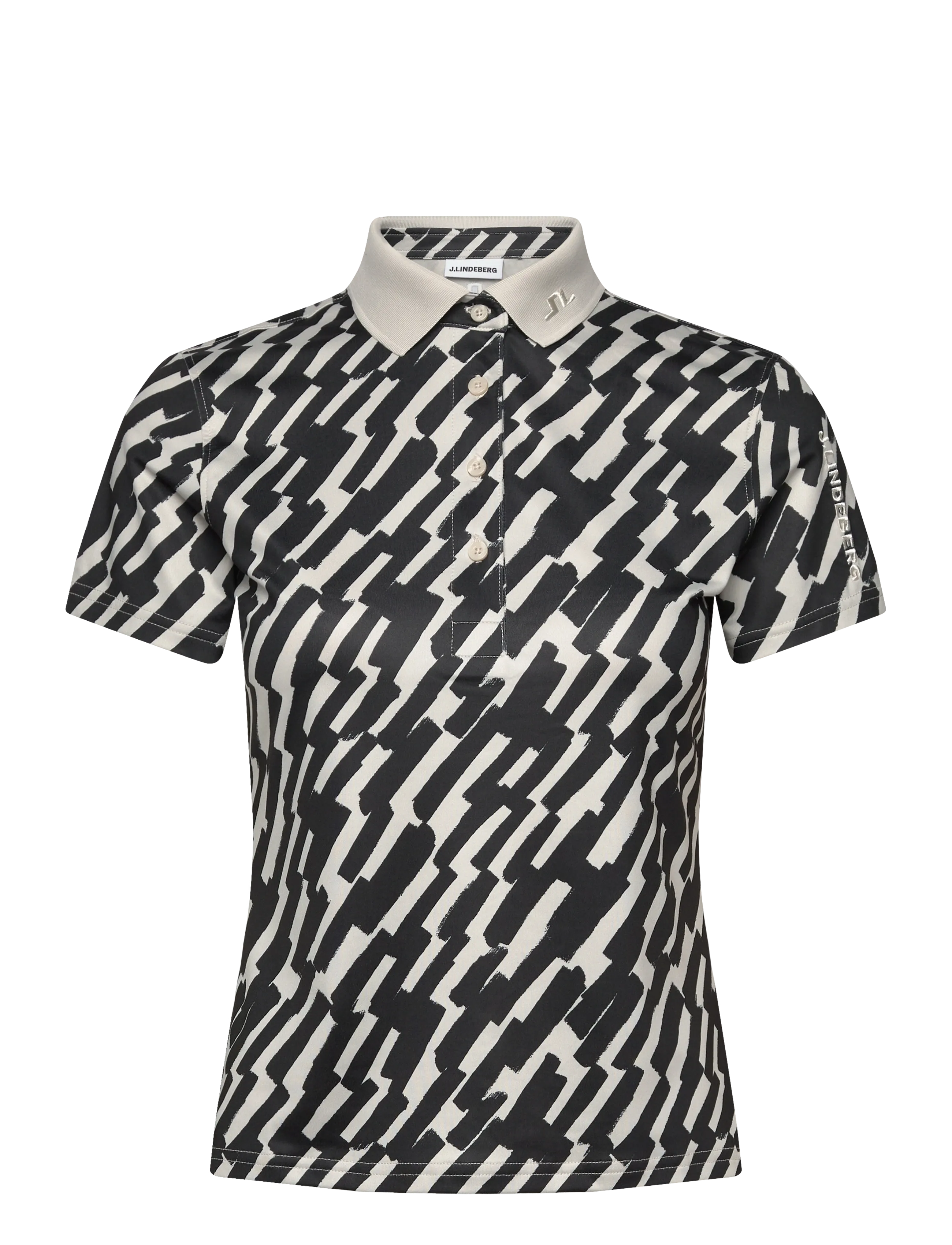 J. Lindeberg Tour Tech Print Polo - Riided - OAK MOONBEAM M / black