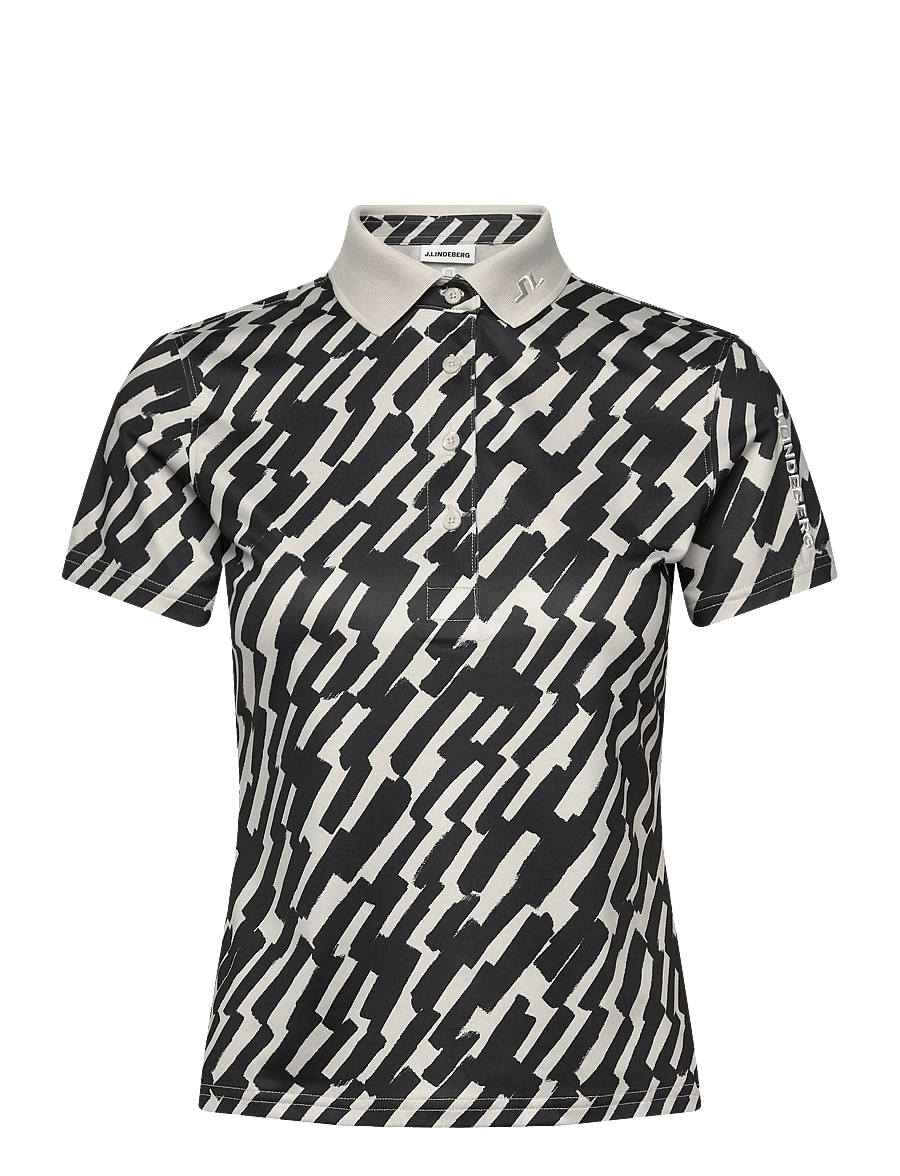 J. Lindeberg - Tour Tech Print Polo - koszulki polo - oak moonbeam m - 1