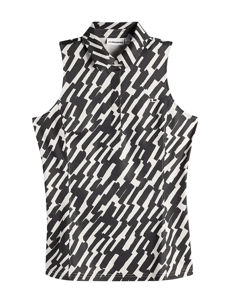 J. Lindeberg - Dena Print Sleeveless Polo - toppar & t-shirts - oak moonbeam m - 1