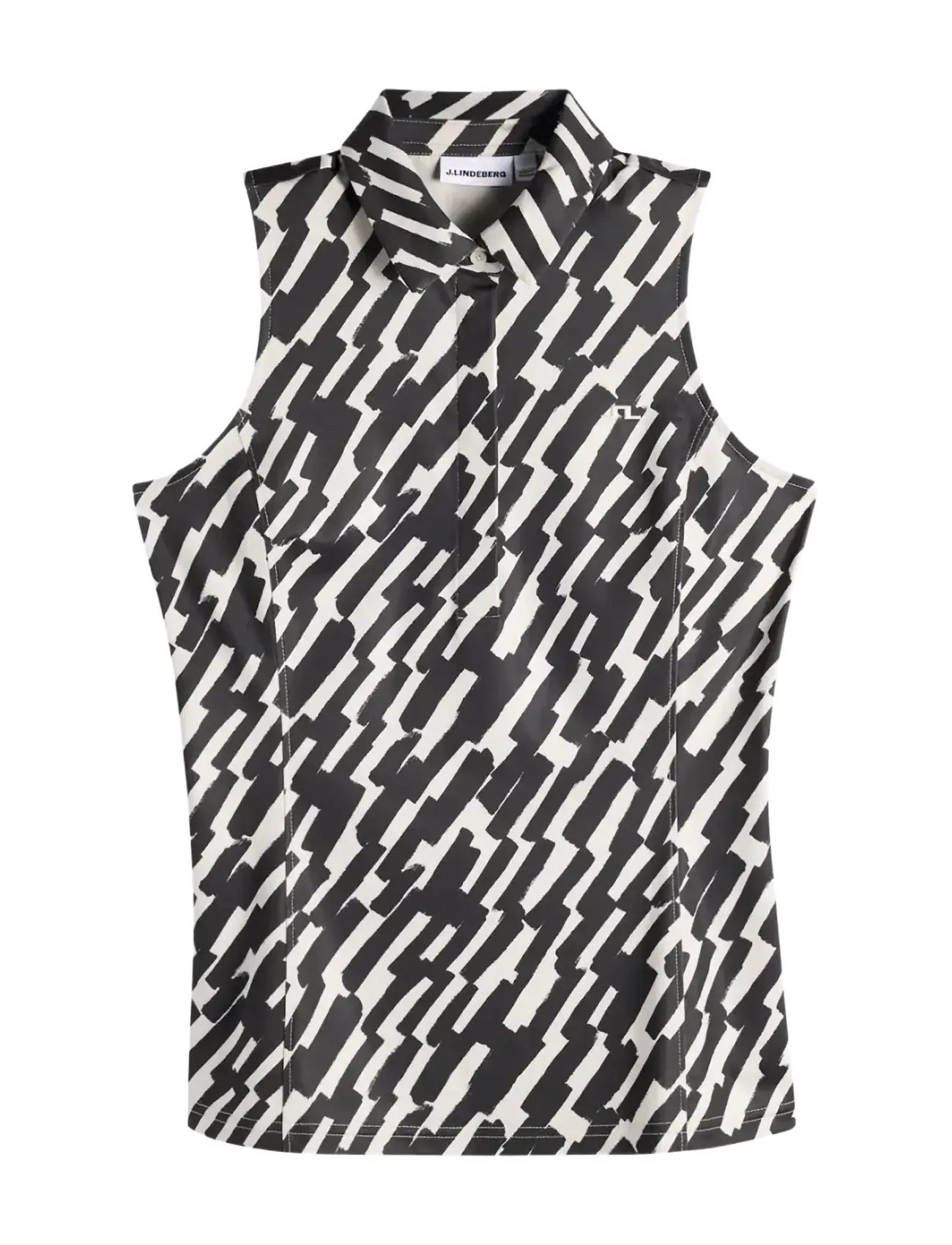J. Lindeberg Dena Print Sleeveless Polo - Tøj - OAK MOONBEAM M / black