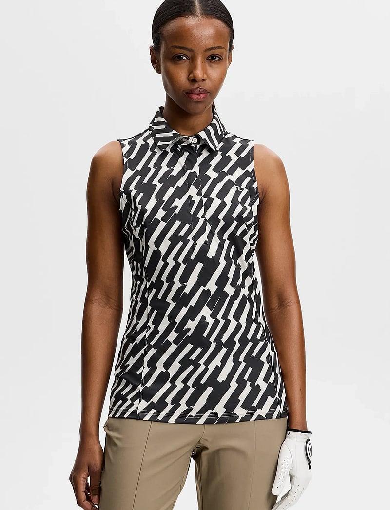 J. Lindeberg - Dena Print Sleeveless Polo - toppar & t-shirts - oak moonbeam m - 0