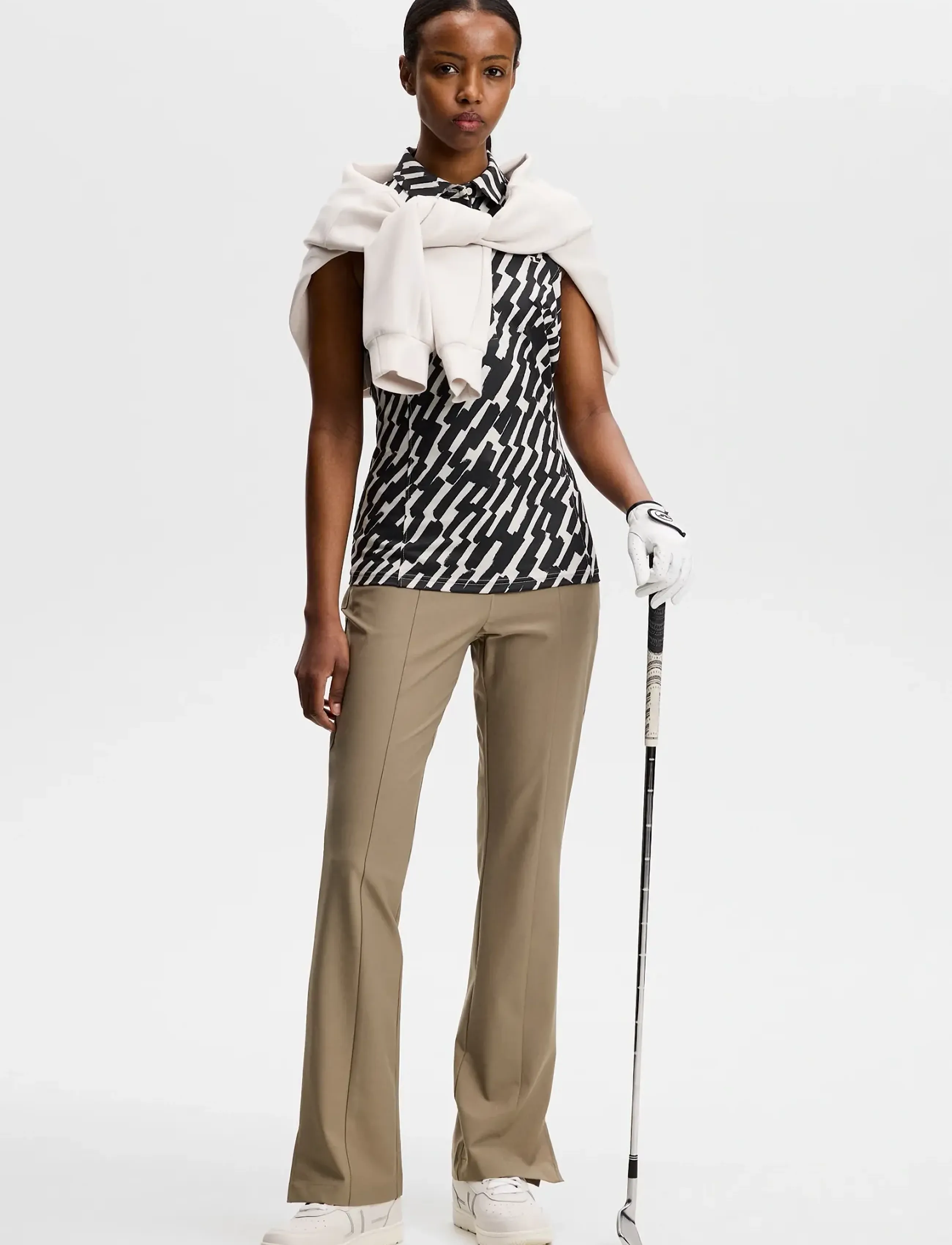 J. Lindeberg - Dena Print Sleeveless Polo - polos - oak moonbeam m - 3