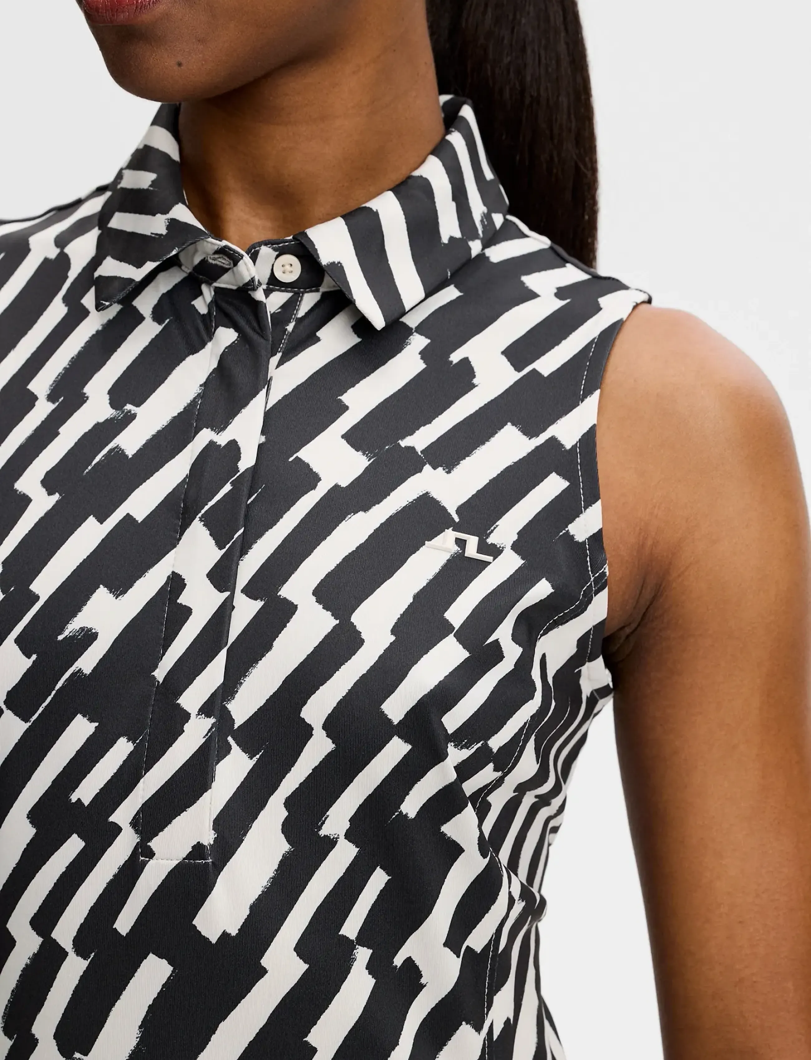 J. Lindeberg - Dena Print Sleeveless Polo - polos - oak moonbeam m - 4