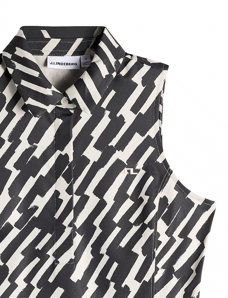 J. Lindeberg - Dena Print Sleeveless Polo - toppar & t-shirts - oak moonbeam m - 5