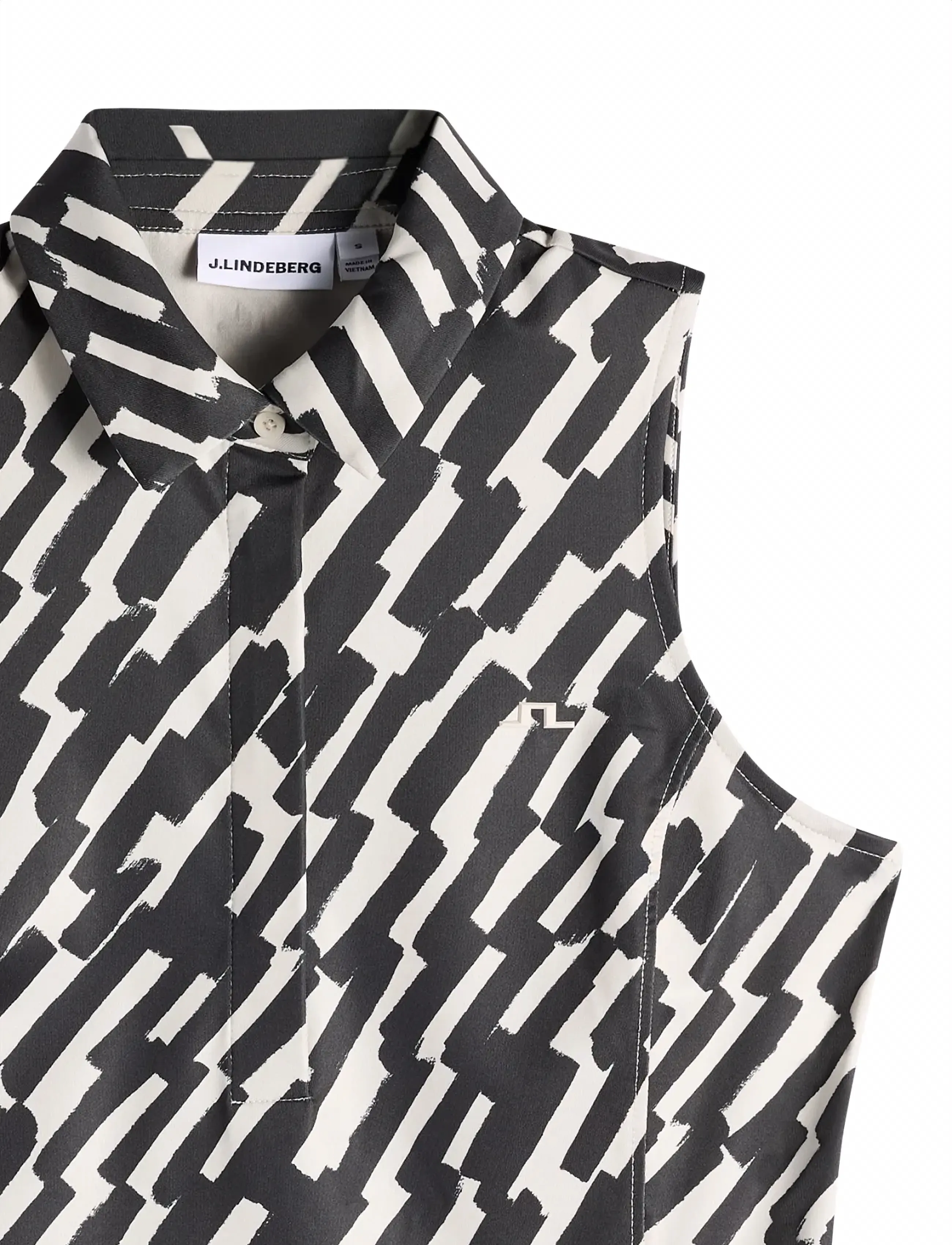 J. Lindeberg - Dena Print Sleeveless Polo - polos - oak moonbeam m - 5