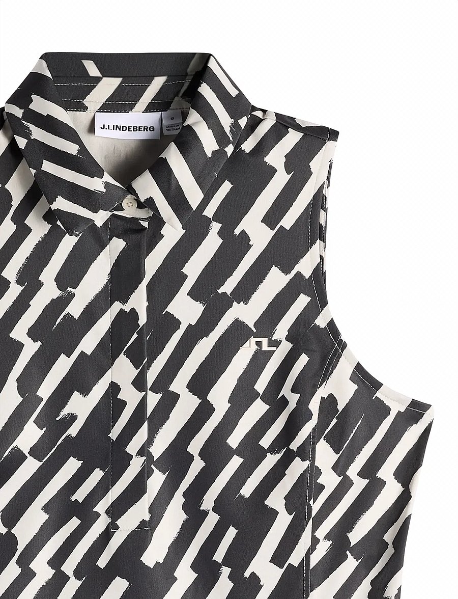 J. Lindeberg - Dena Print Sleeveless Polo - toppar & t-shirts - oak moonbeam m - 5