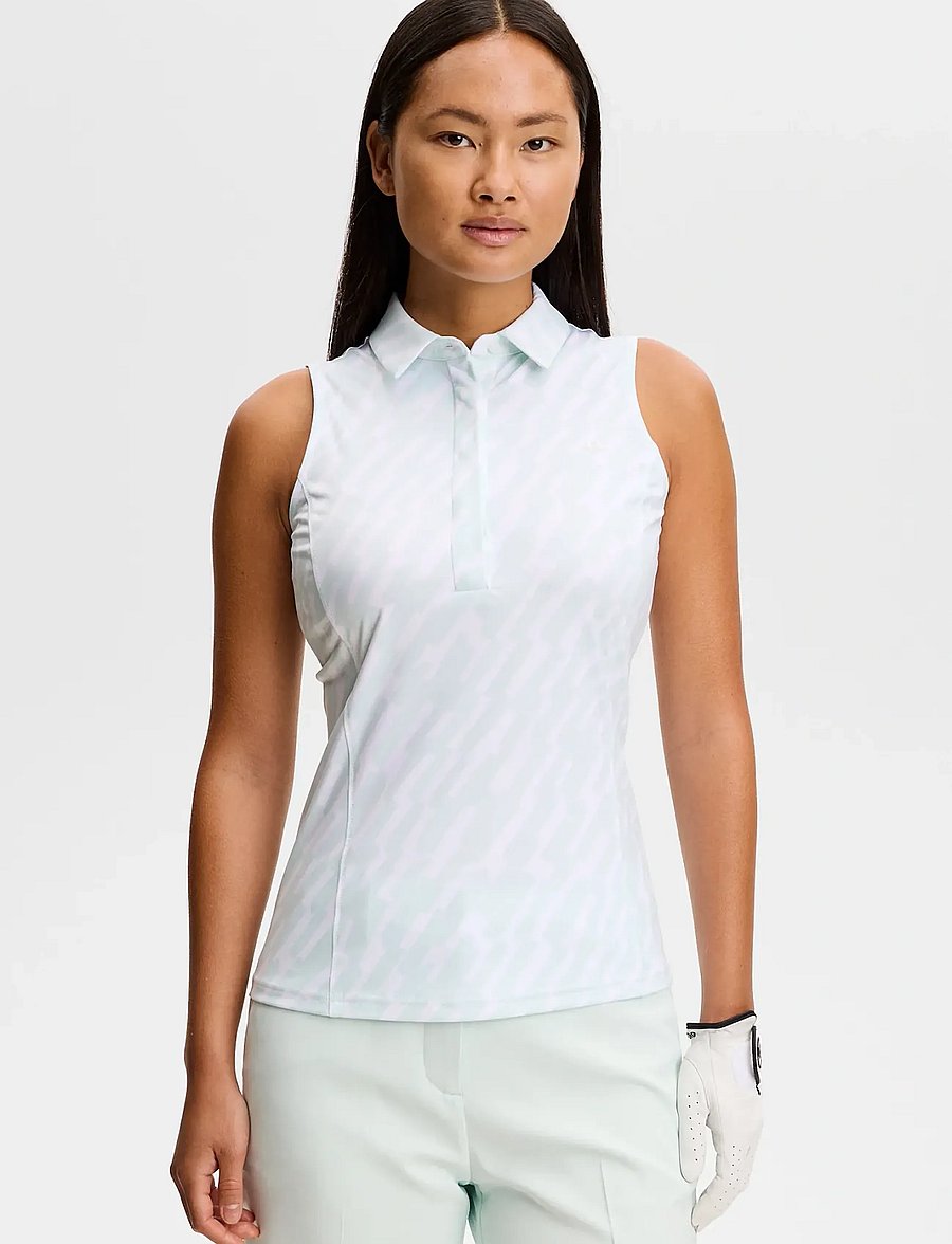 J. Lindeberg - Dena Print Sleeveless Polo - toppar & t-shirts - oak skylight m - 0