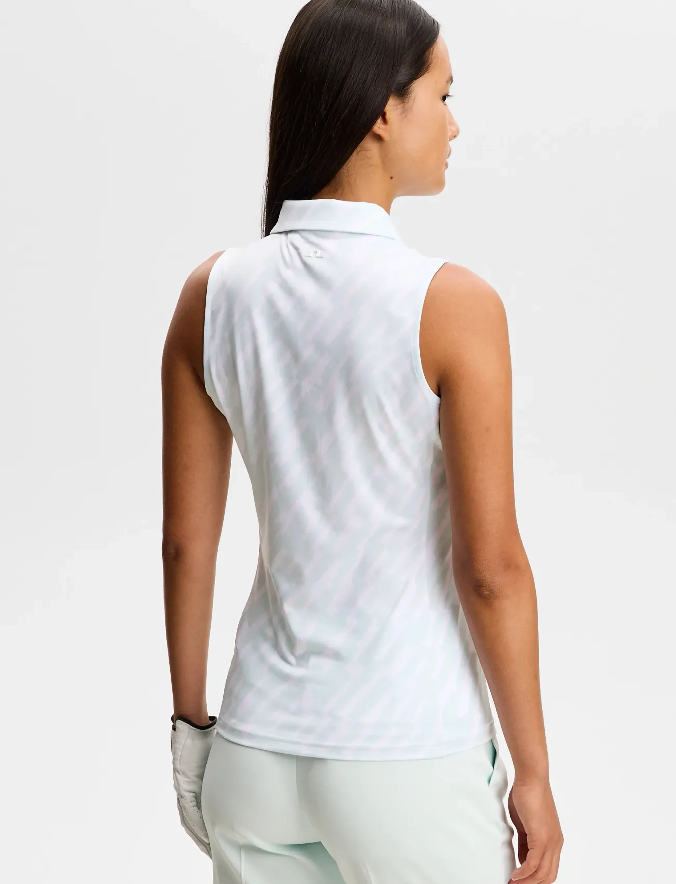 J. Lindeberg - Dena Print Sleeveless Polo - polos - oak skylight m - 2