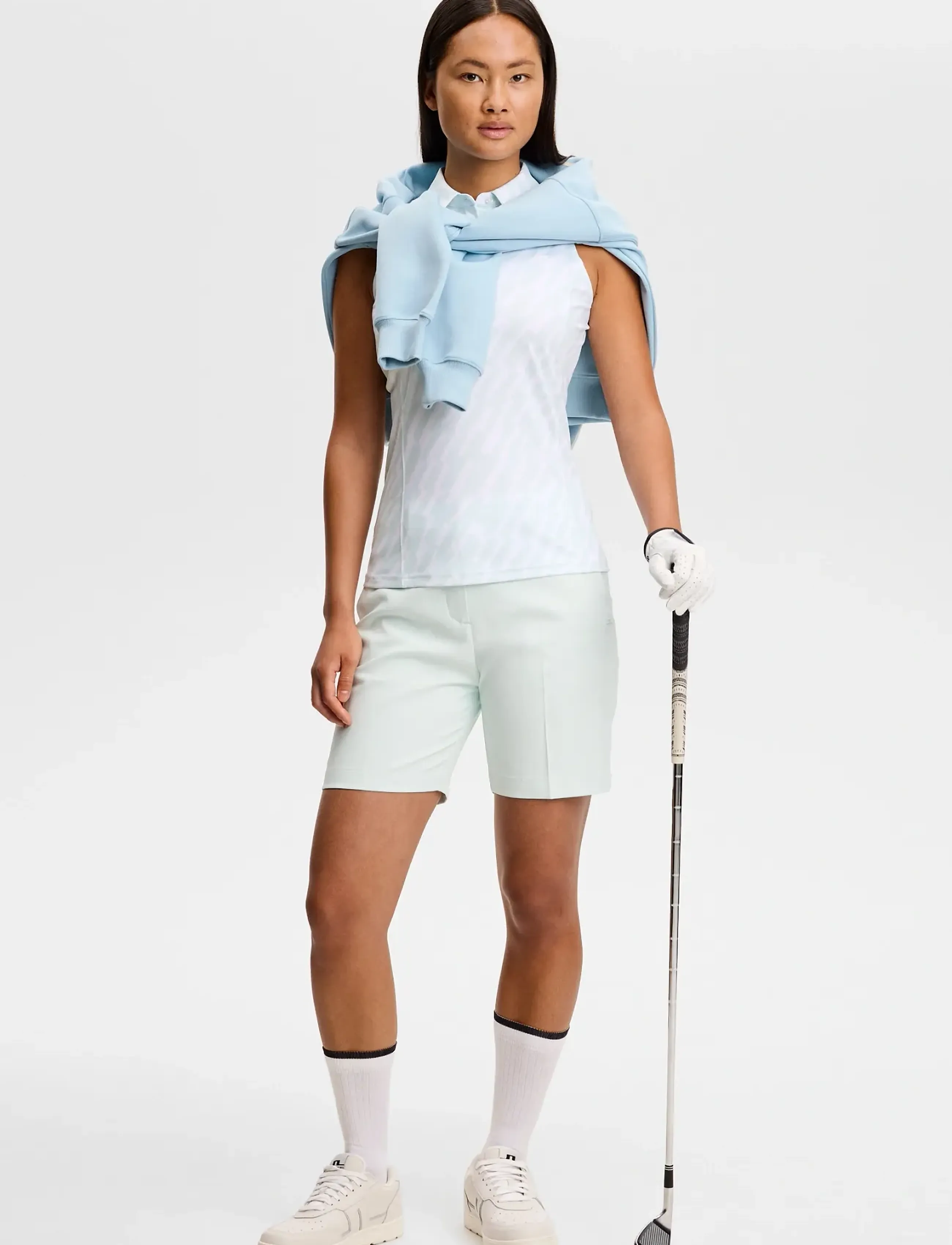 J. Lindeberg - Dena Print Sleeveless Polo - toppe & t-shirts - oak skylight m - 3