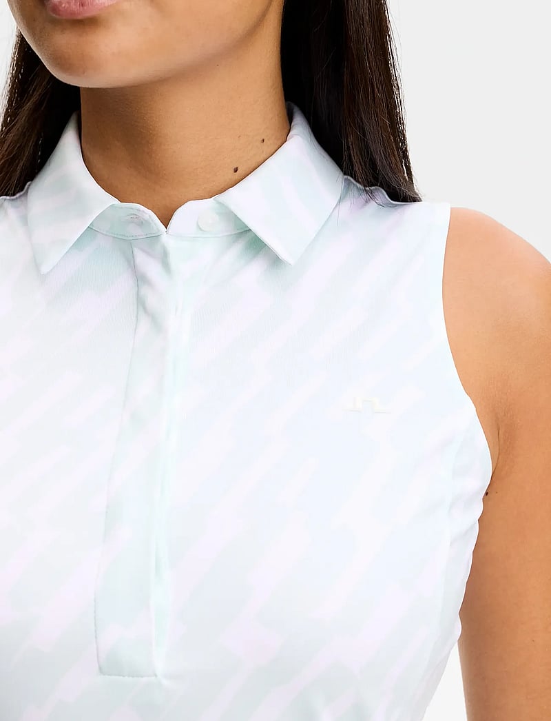 J. Lindeberg - Dena Print Sleeveless Polo - toppar & t-shirts - oak skylight m - 4